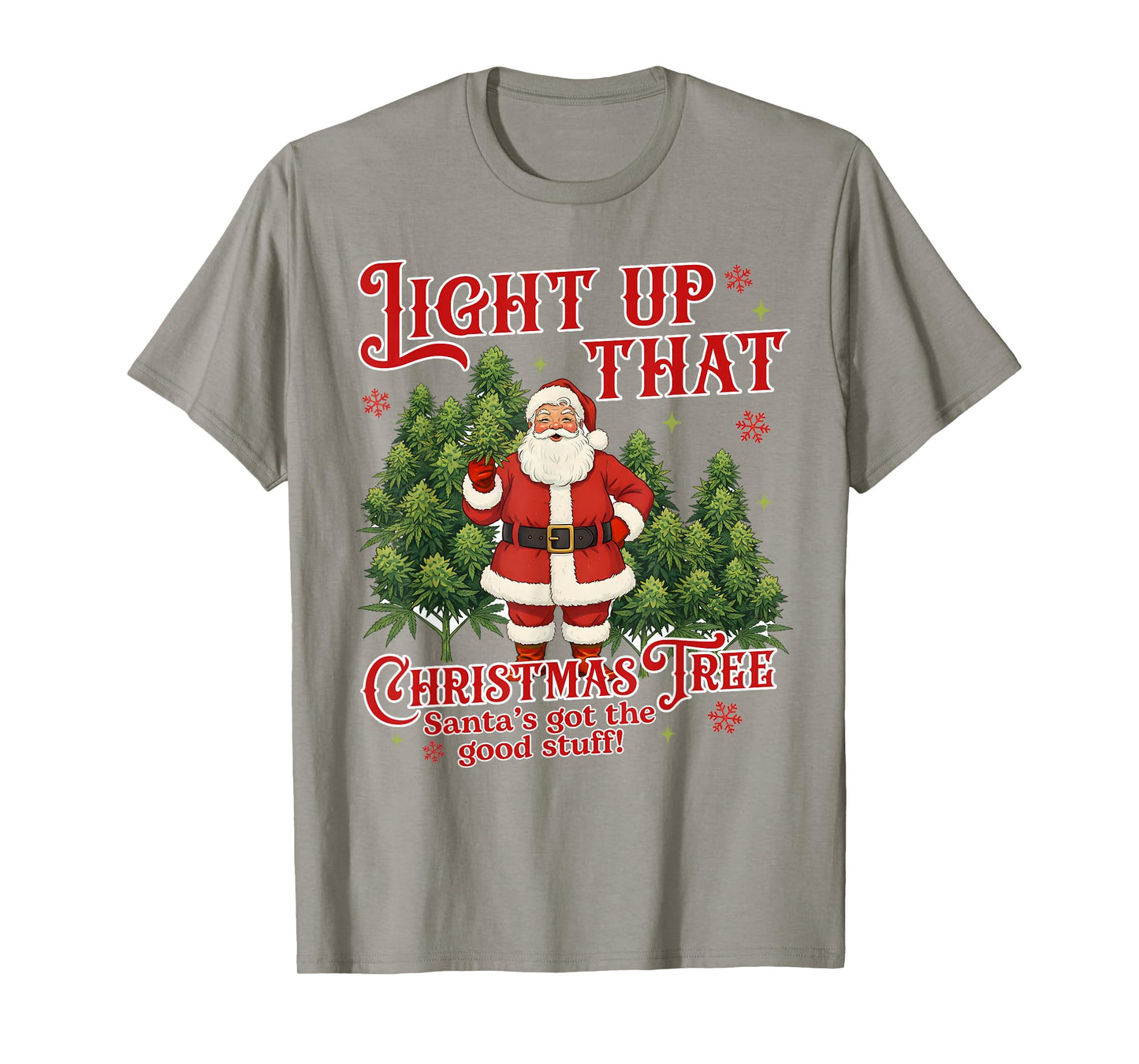 Cannabis Weed Lover Smoking 420 Light Up Christmas Tree T-Shirt