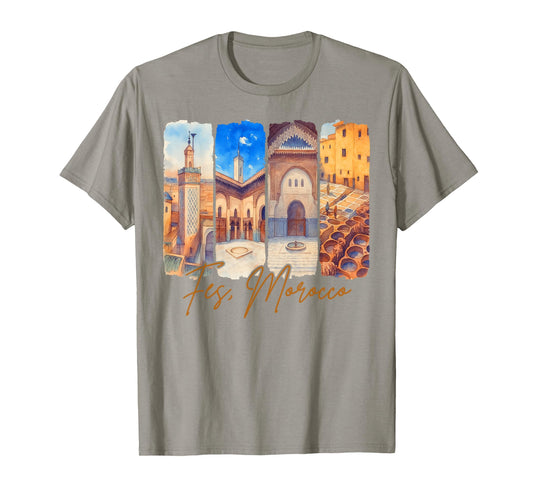 FES Morocco Traveling Trip Brushstroke Souvenir Vacation T-Shirt
