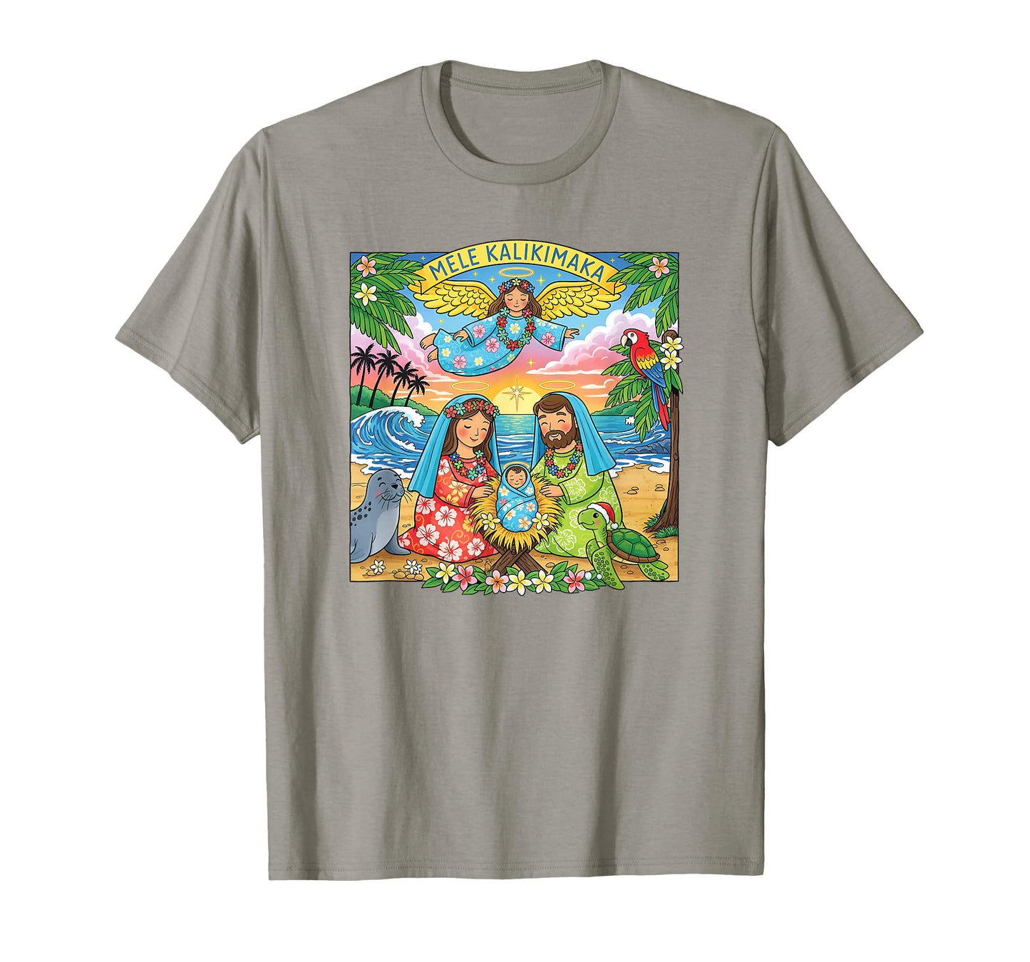 Hawaiian Christmas Nativity Mele Kalikimaka Christian T-Shirt