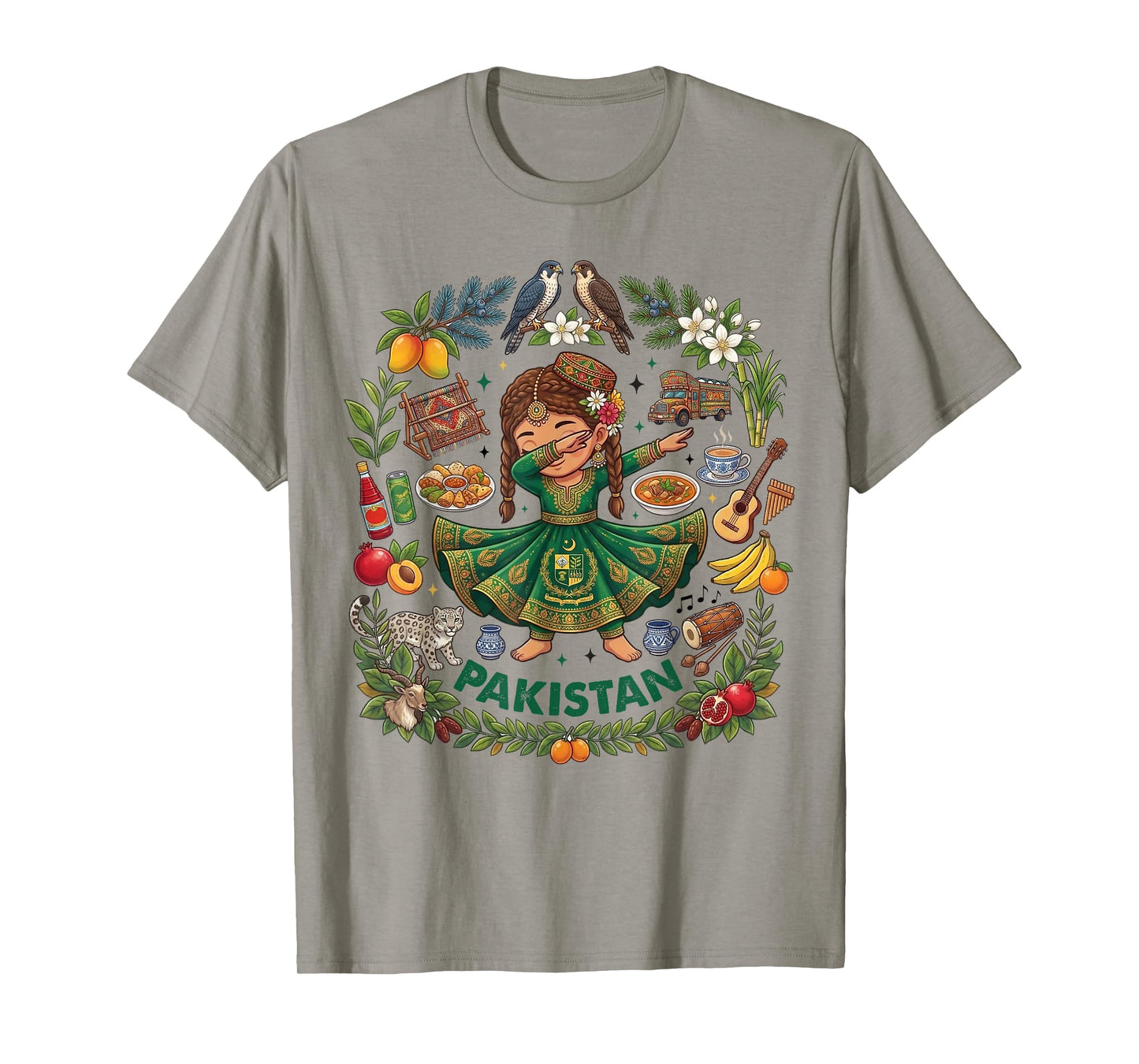 Dabbing Pakistan Girl Flag Dress Jasmine Pride Heritage Kids T-Shirt