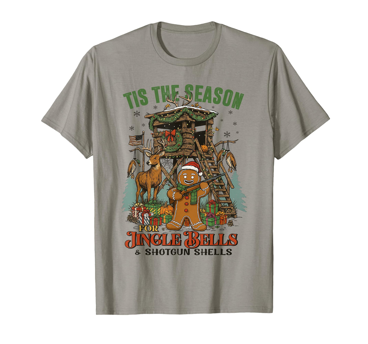 Tis The Season Reindeer Jingle Bells Vintage Shotgun-Shells T-Shirt