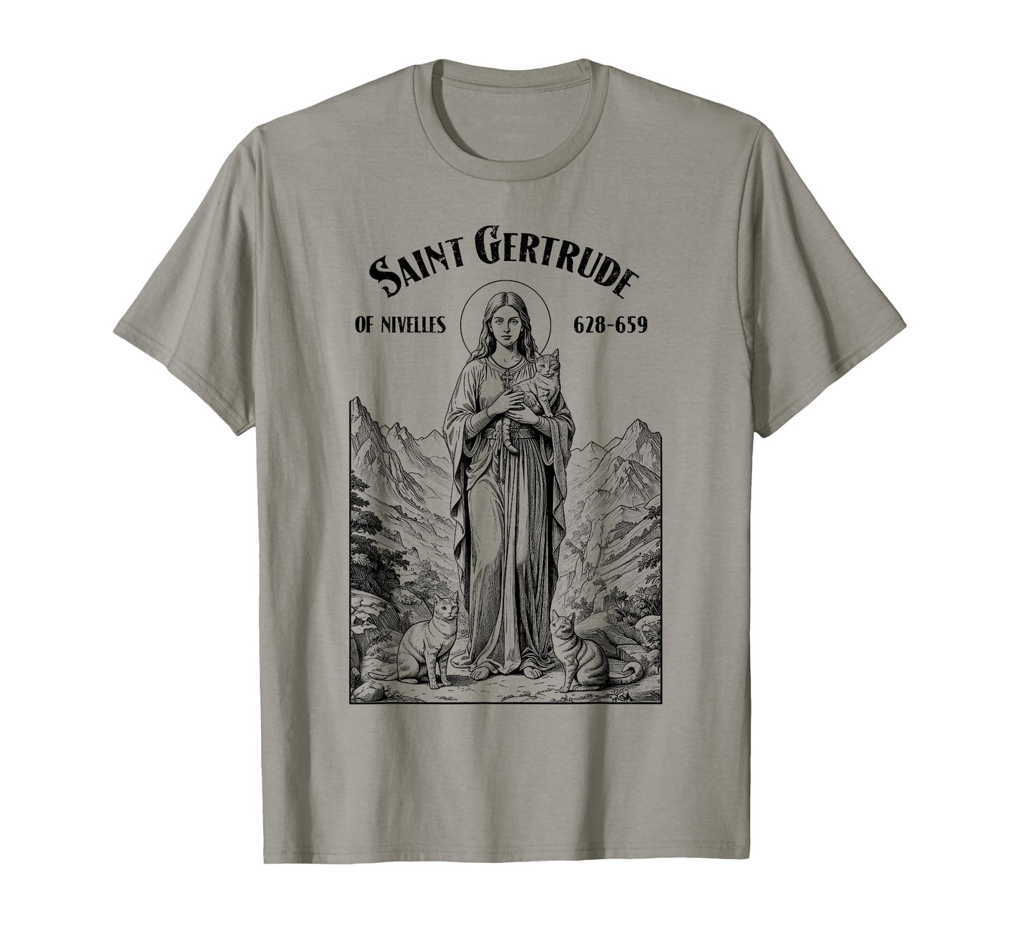 Cats Patron Saint Gertrude Vintage Funny Feline Cat Lovers T-Shirt