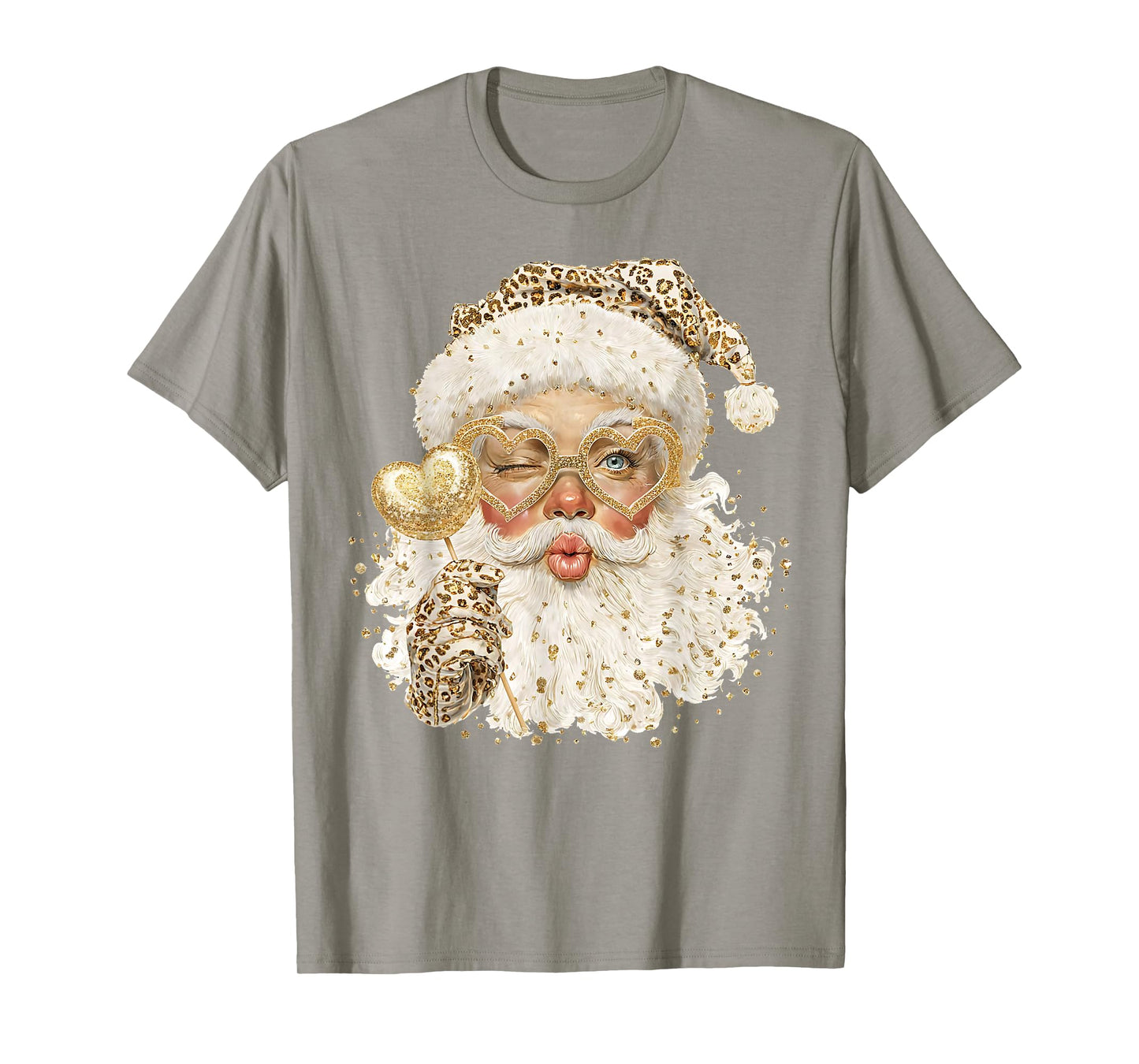 Cute Leopard Santa Claus Merry Christmas 2026 Preppy Family T-Shirt