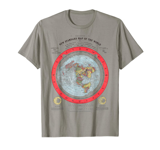 Flat Earth Map Vintage 1894 Gleason Map New T-Shirt