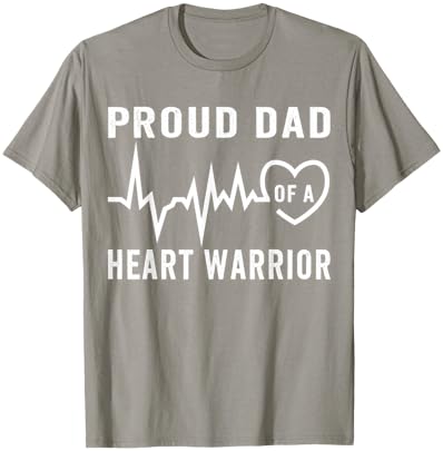 Proud Dad of a Heart Warrior CHD Awareness Wear Red T-Shirt - T-Shirt | Sand