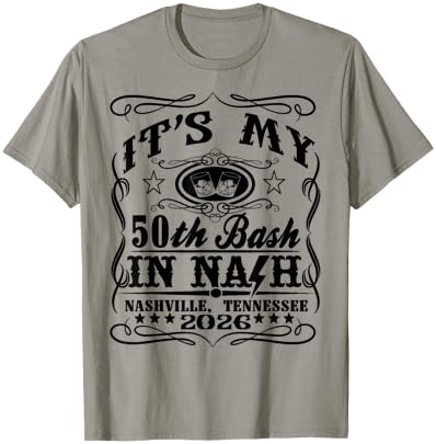 It’s My Nashville 50th Birthday Whiskey Theme Double Print T-Shirt - T-Shirt | Sand