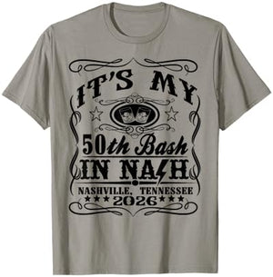 It’s My Nashville 50th Birthday Whiskey Theme Double Print T-Shirt - T-Shirt | Sand