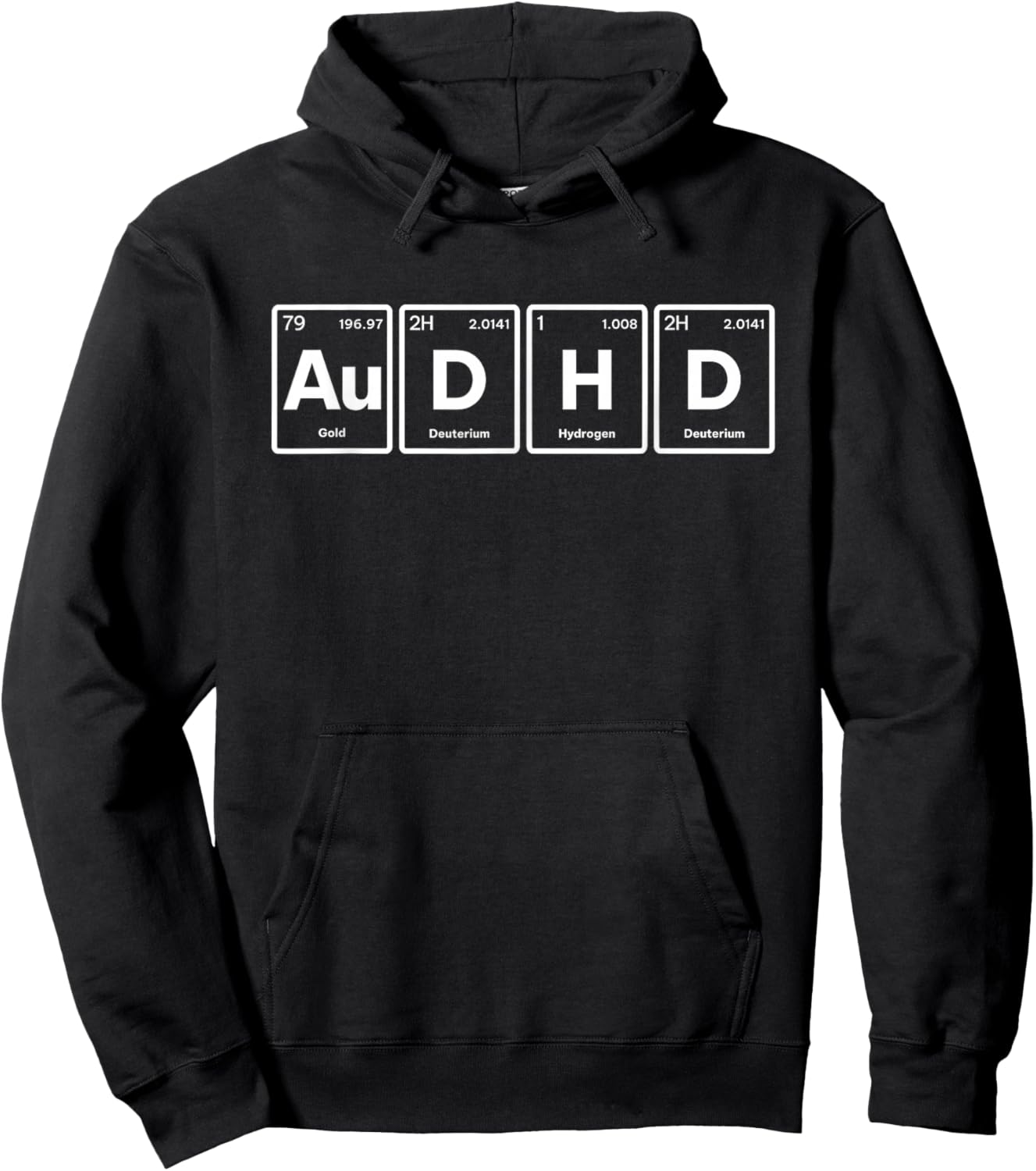 AuDHD Periodic Table Autism + ADHD for Nerds Minimalistic Hoodie - Hoodie | Black