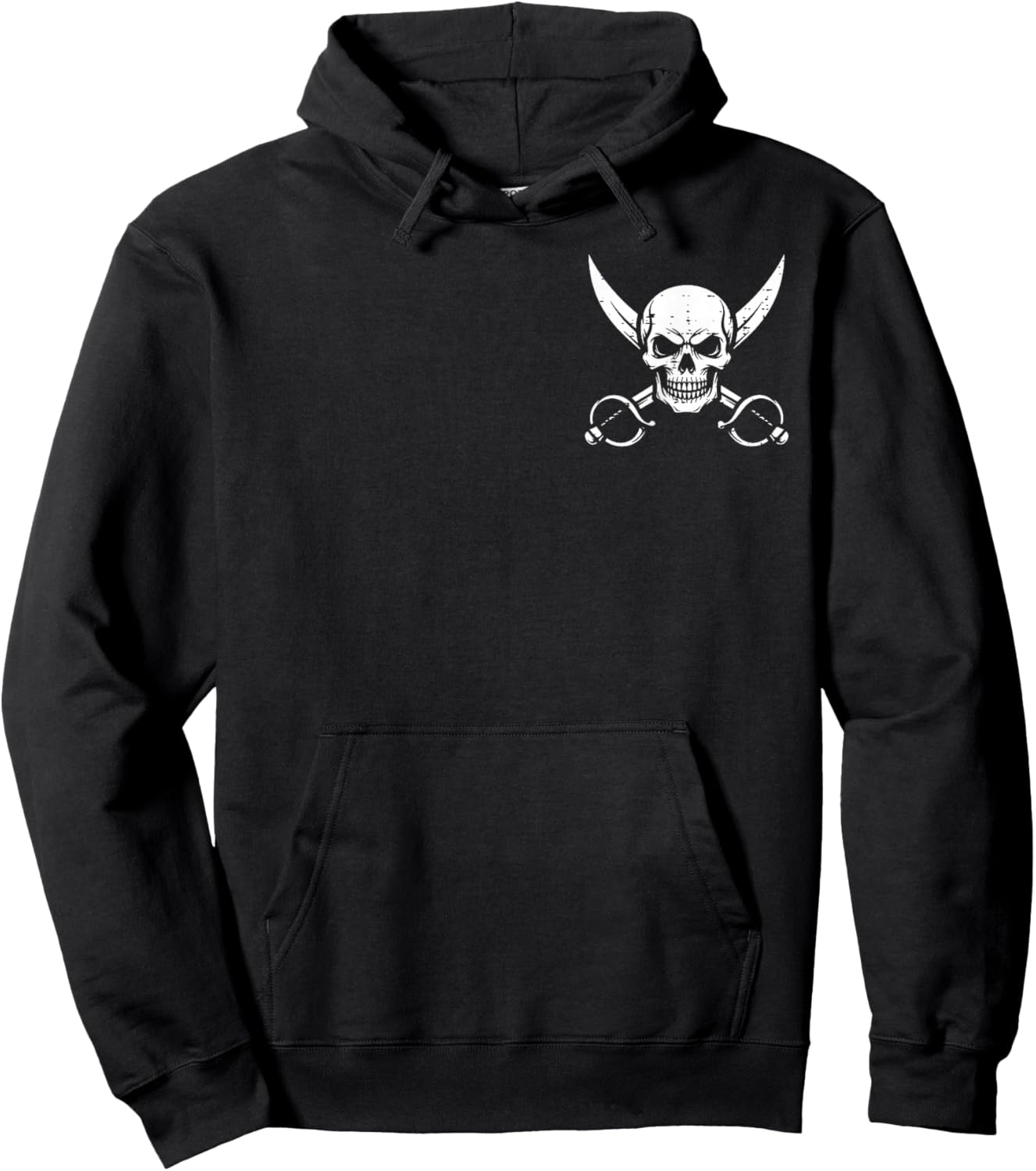 Pirate Skull Crossed Swords Pocket Halloween Men Women Kids Hoodie - Hoodie | Black