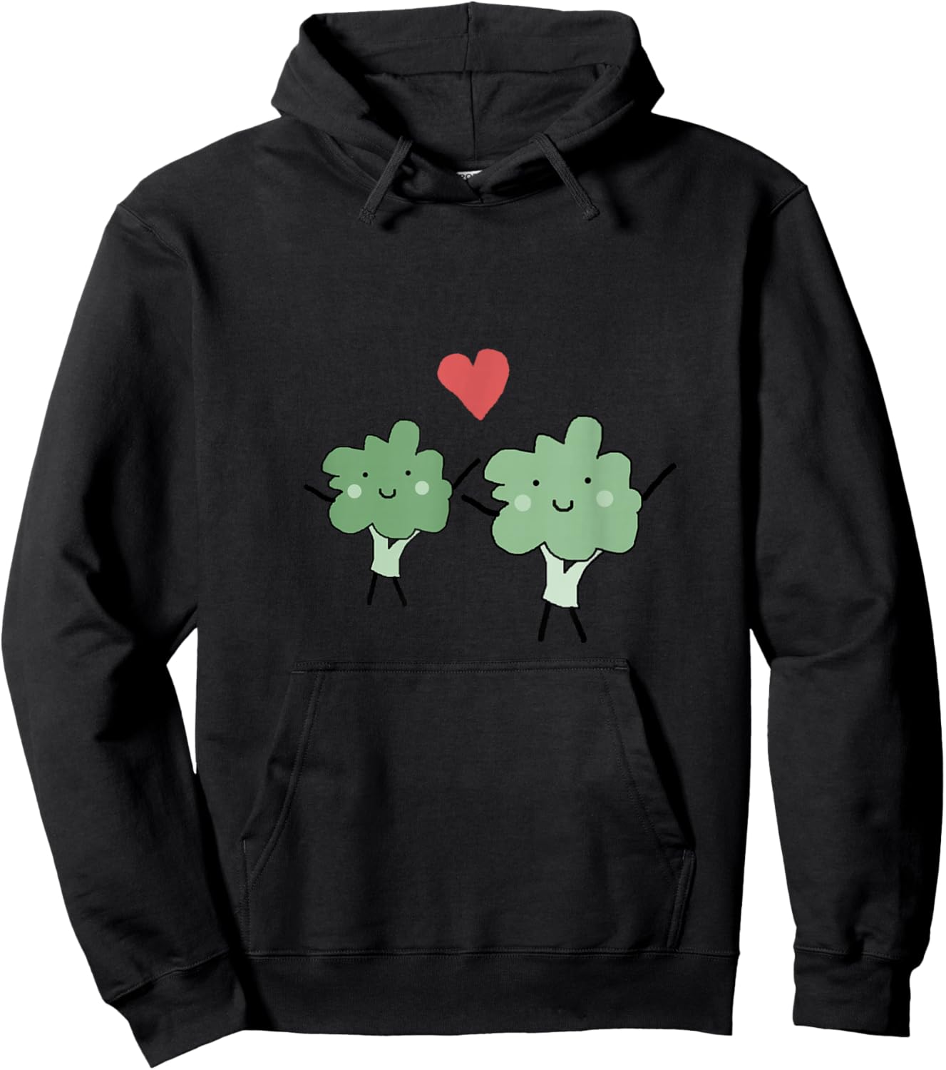 Valentine Broccoli Heart Love Fun Hoodie - Hoodie | Black