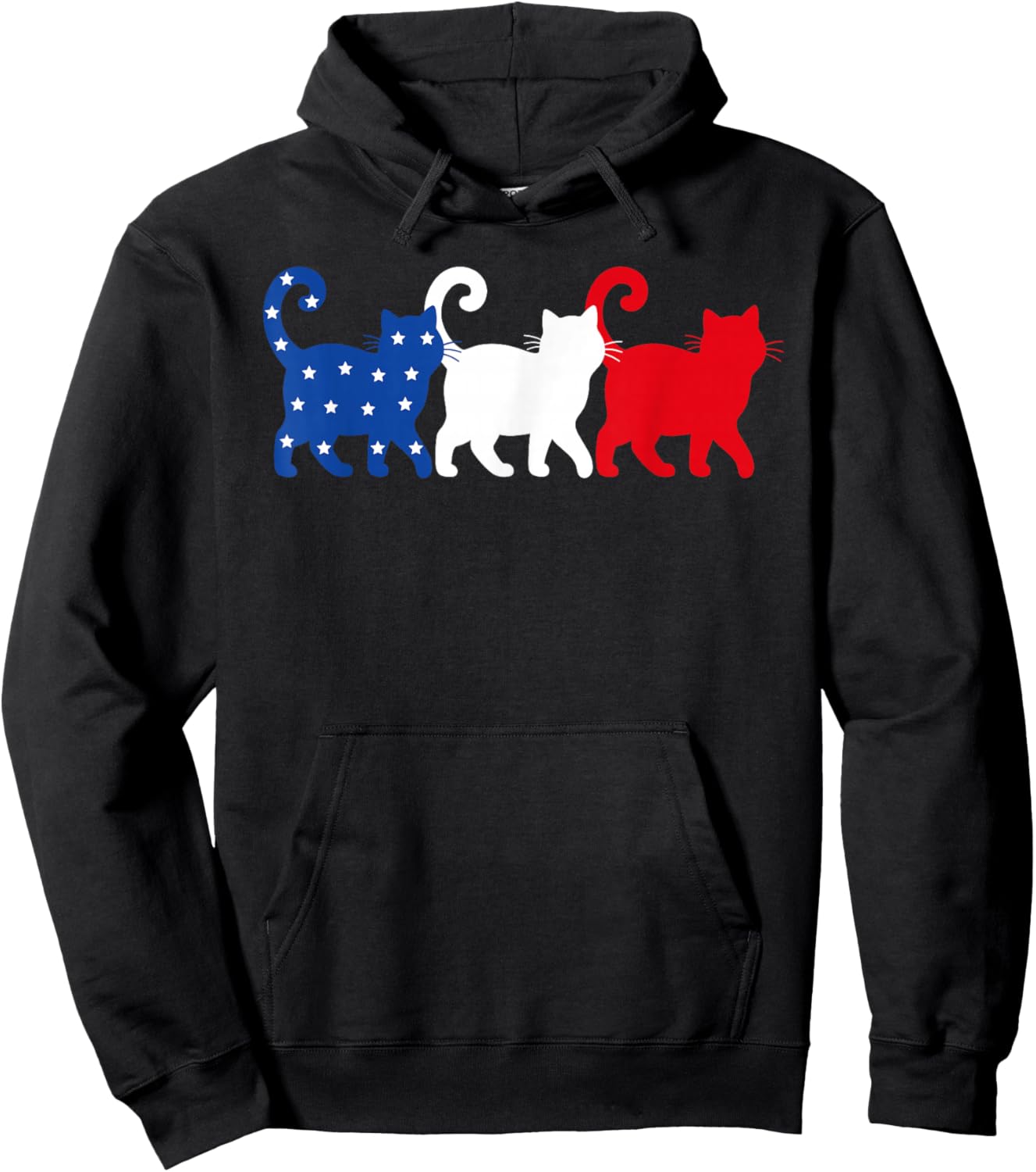 USA Flag Cats 4th of July Men Women Kids Funny Patriotic Hoodie - Hoodie | Black