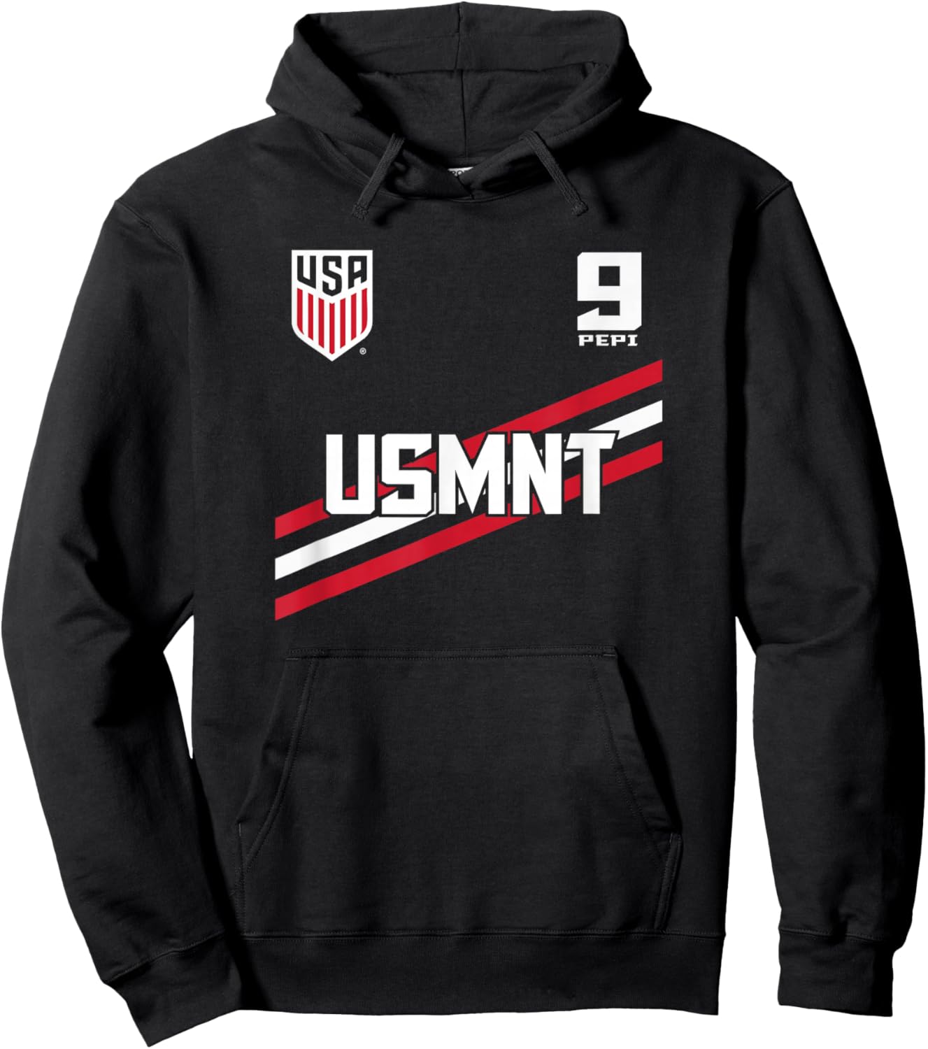 Ricardo Pepi 9 Navy USMNT Officially Licensed Hoodie - Hoodie | Black