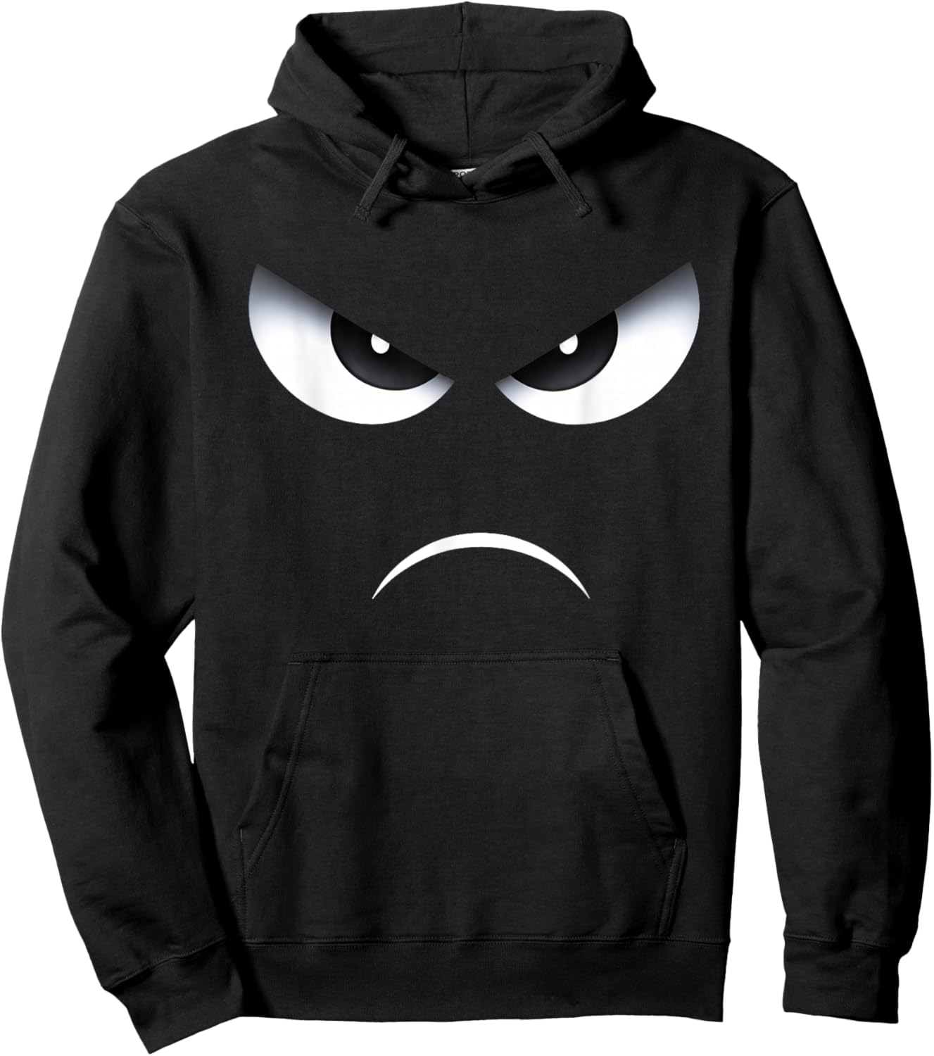 Angry Eyes and Frown Face Minimal Graphic Hoodie - Hoodie | Black