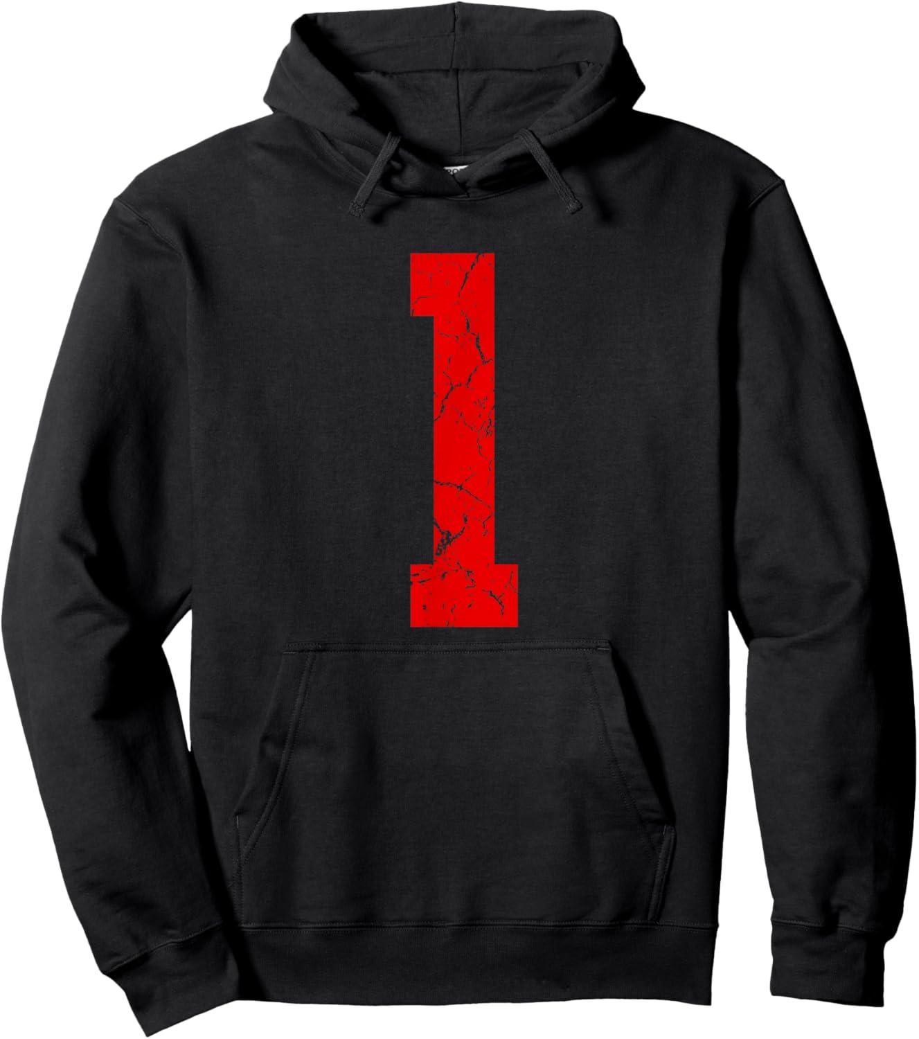 Distressed Red Number 1 Jersey Player Uniform #1 Hoodie - Hoodie | Black