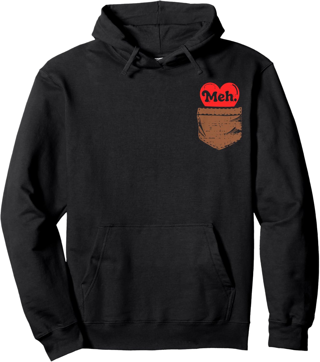 Meh Heart Pocket Anti Valentines Day Single Awareness Hoodie - Hoodie | Black