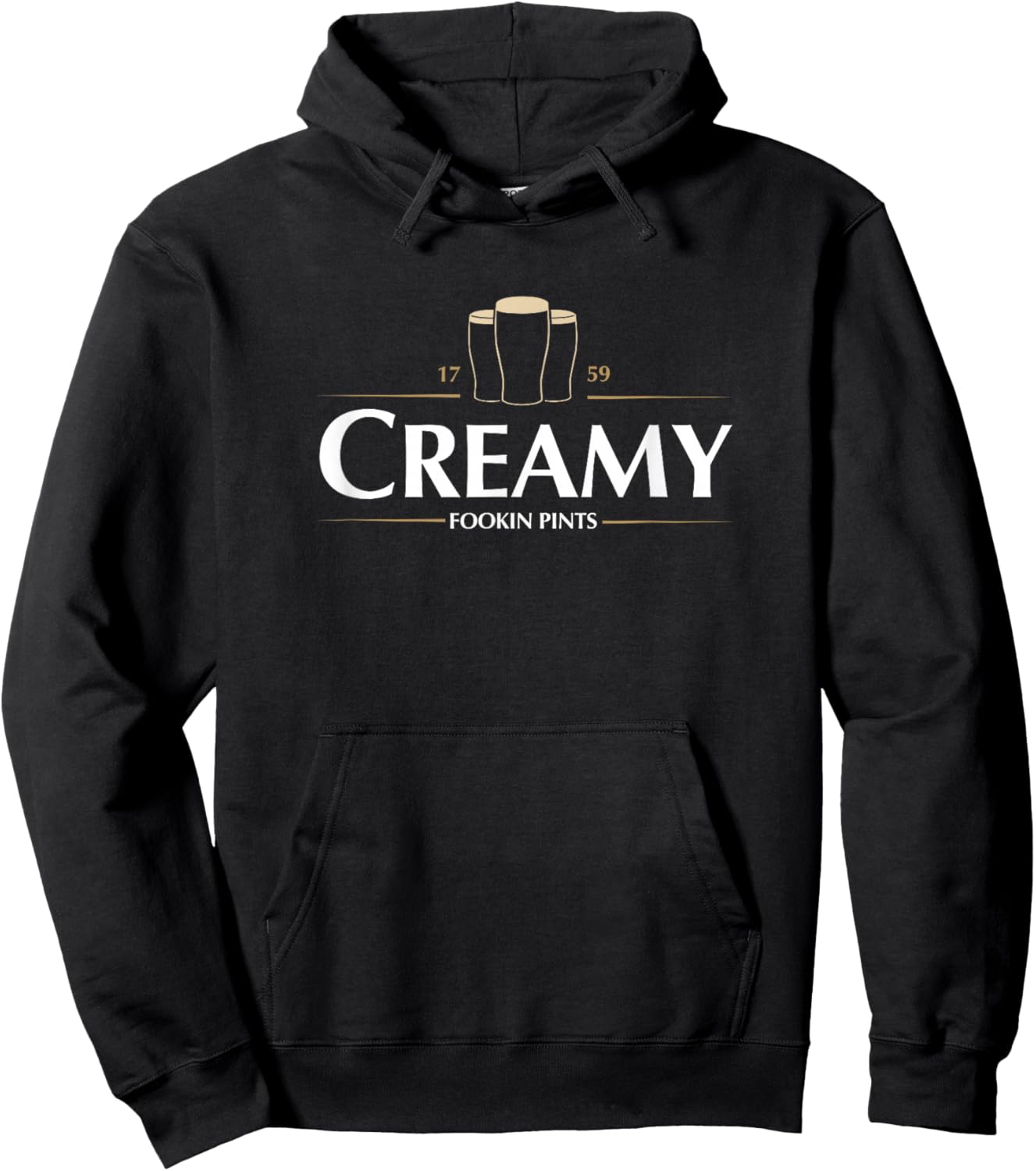 Creamy Fookin Pints Funny Irish Drinking Saint Patricks Pub Hoodie - Hoodie | Black