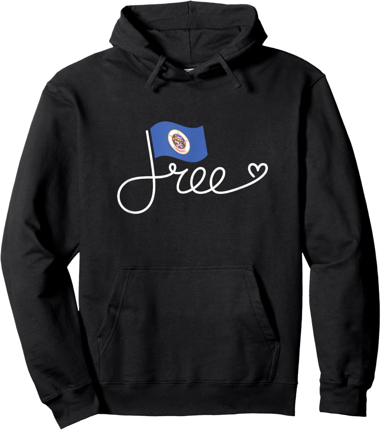 Free Minnesota Flag - Minnesotan Freedom Word Art Hoodie - Hoodie | Black
