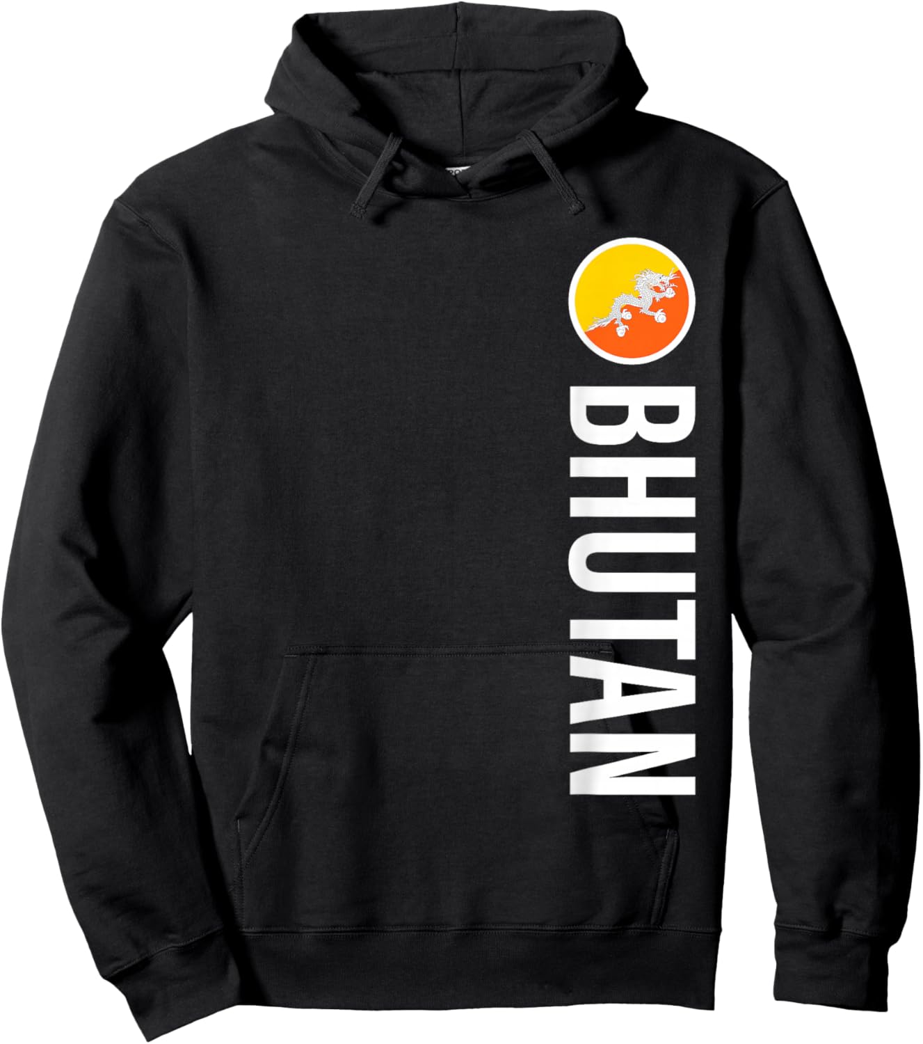 Bhutan Flag Vertical Hoodie - Hoodie | Black