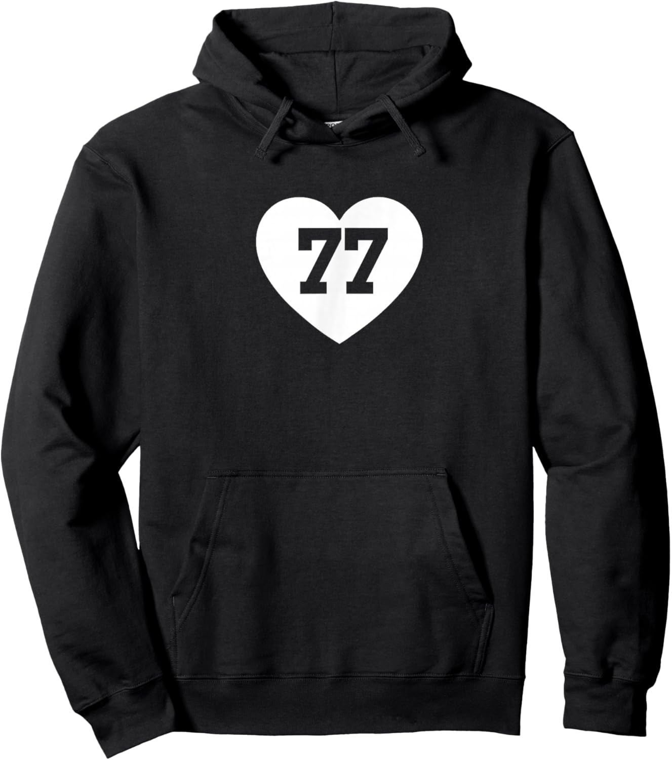 I Love Jersey Number 77 Heart Sports Fan Hoodie - Hoodie | Black
