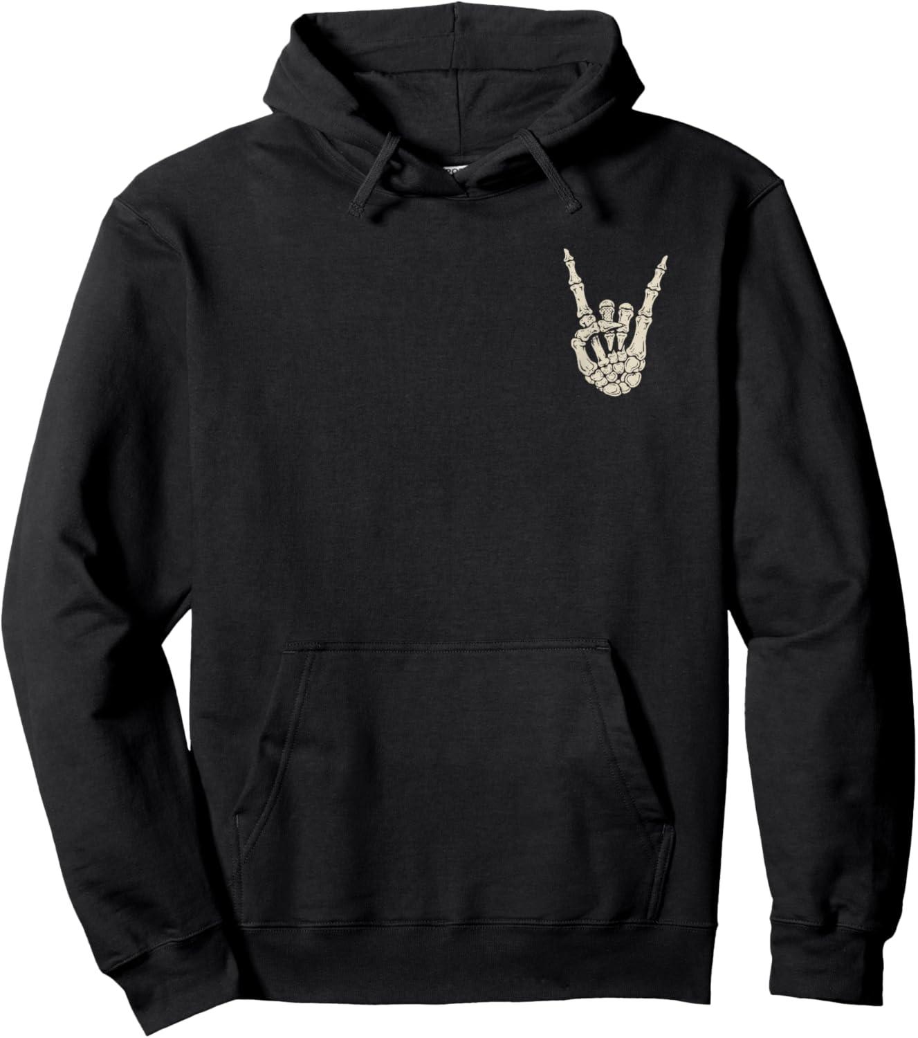 Skeleton Guitar Rock Hands Skull (Design on Front and Back) Hoodie - Hoodie | Black