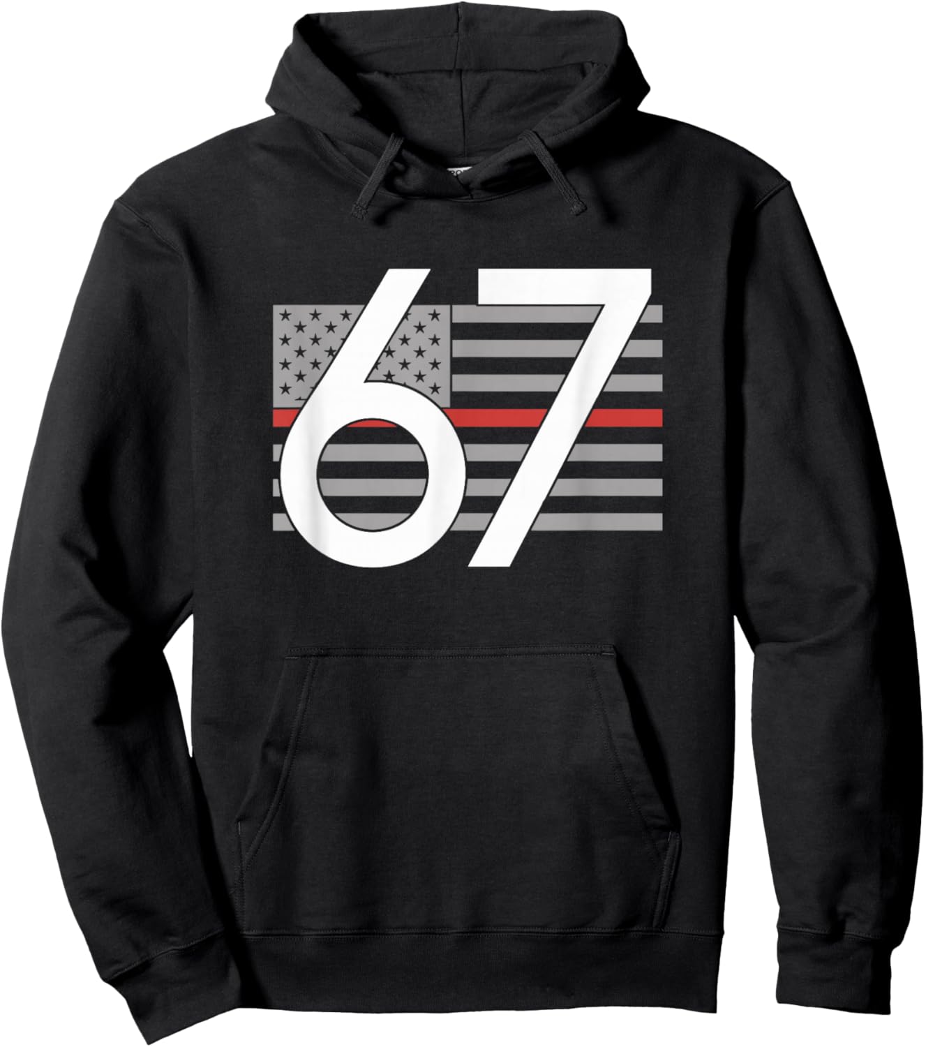 67 Number Patriotic 6 7 Meme Six Seven Fireman Firefighter Hoodie - Hoodie | Black