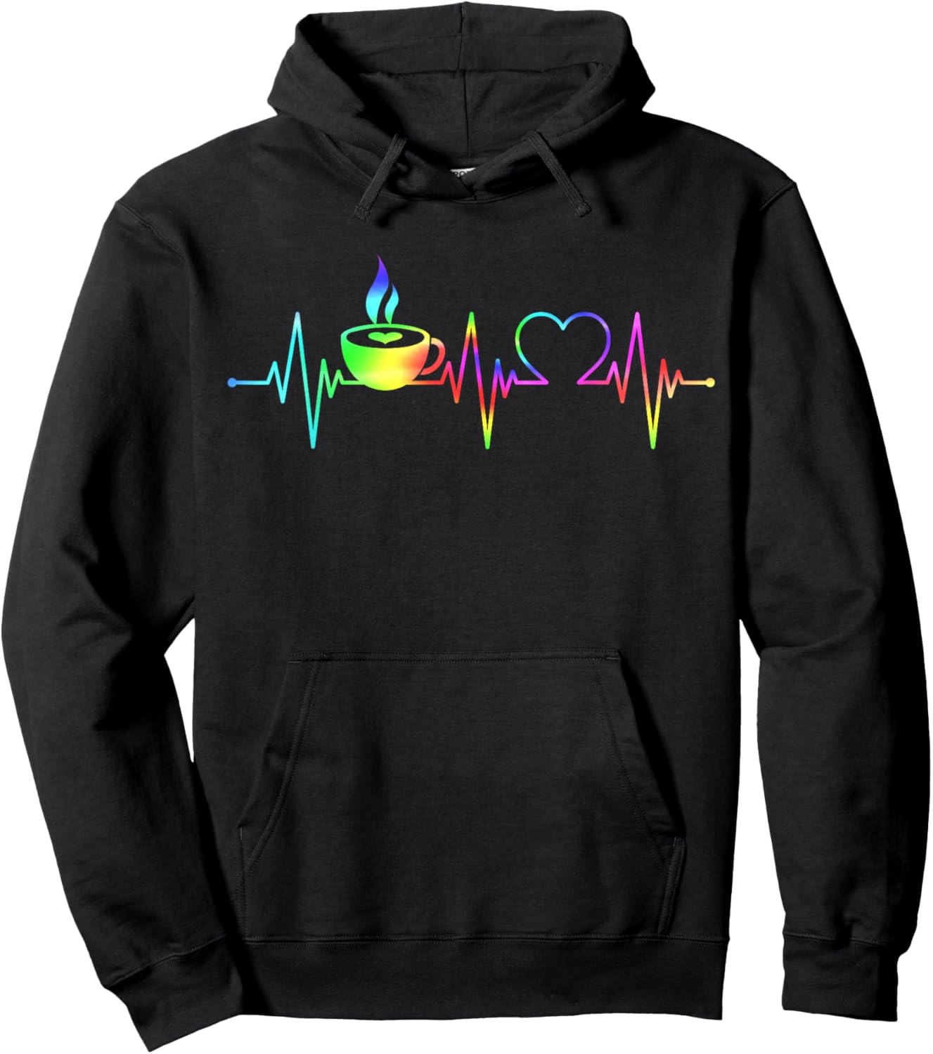 Funny Heartbeat Coffee Lovers Coffee Cup Frequency Women Hoodie - Hoodie | Black
