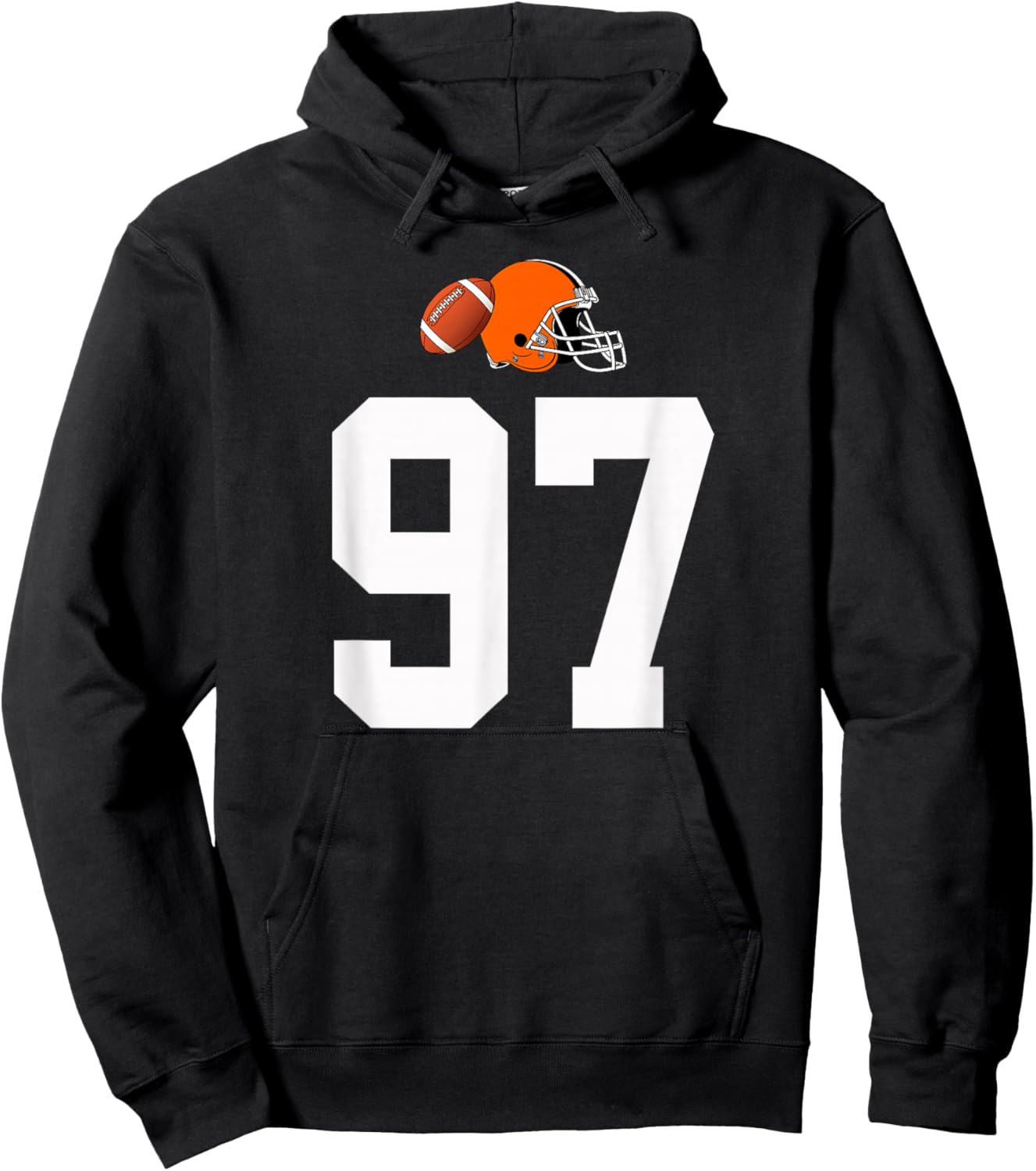 American Football Helmet Style Vintage Number 97 Hoodie - Hoodie | Black