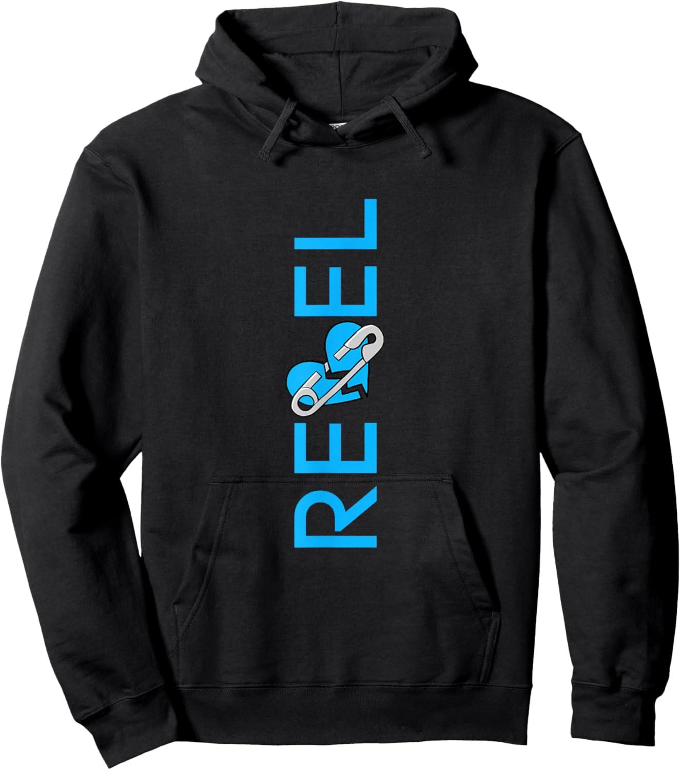 Blue Color Rebel Vertical Blue Graphic Hoodie - Hoodie | Black