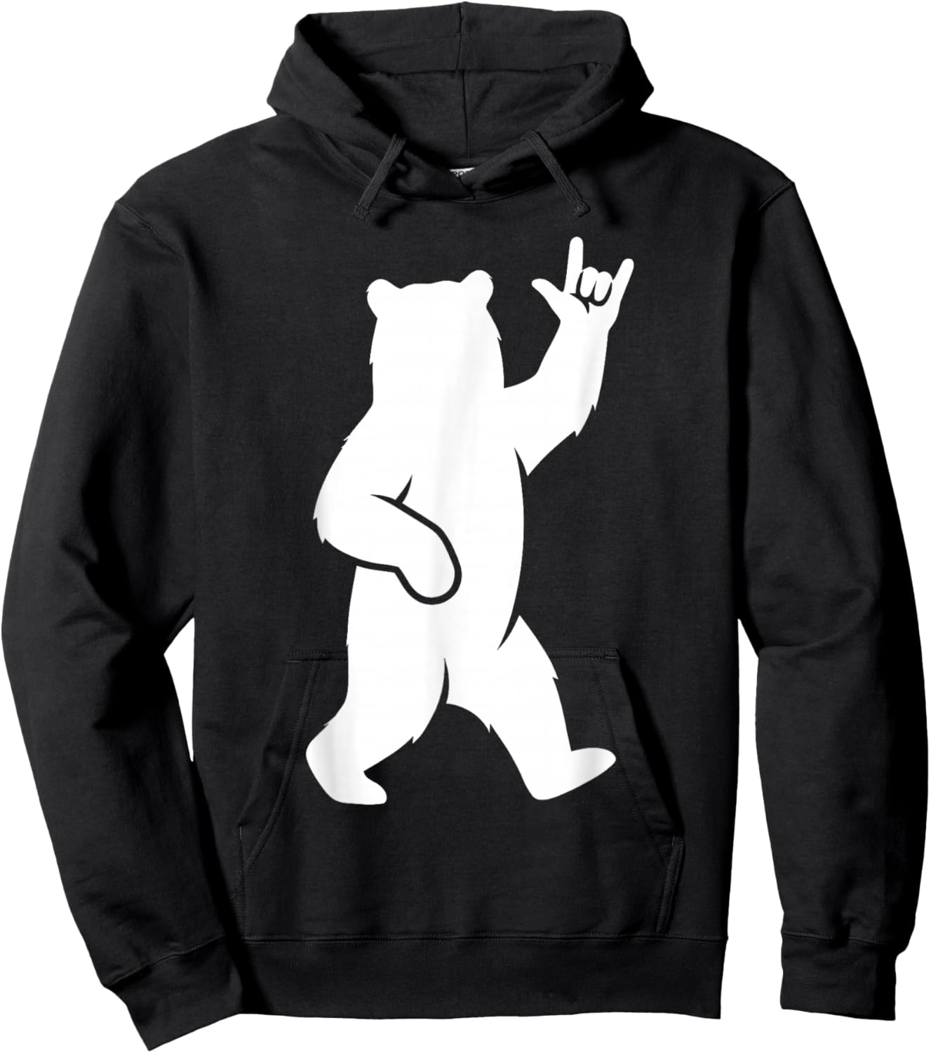 Bear I Love You Hand Sign Language Cute ASL Valentine's Day Hoodie - Hoodie | Black