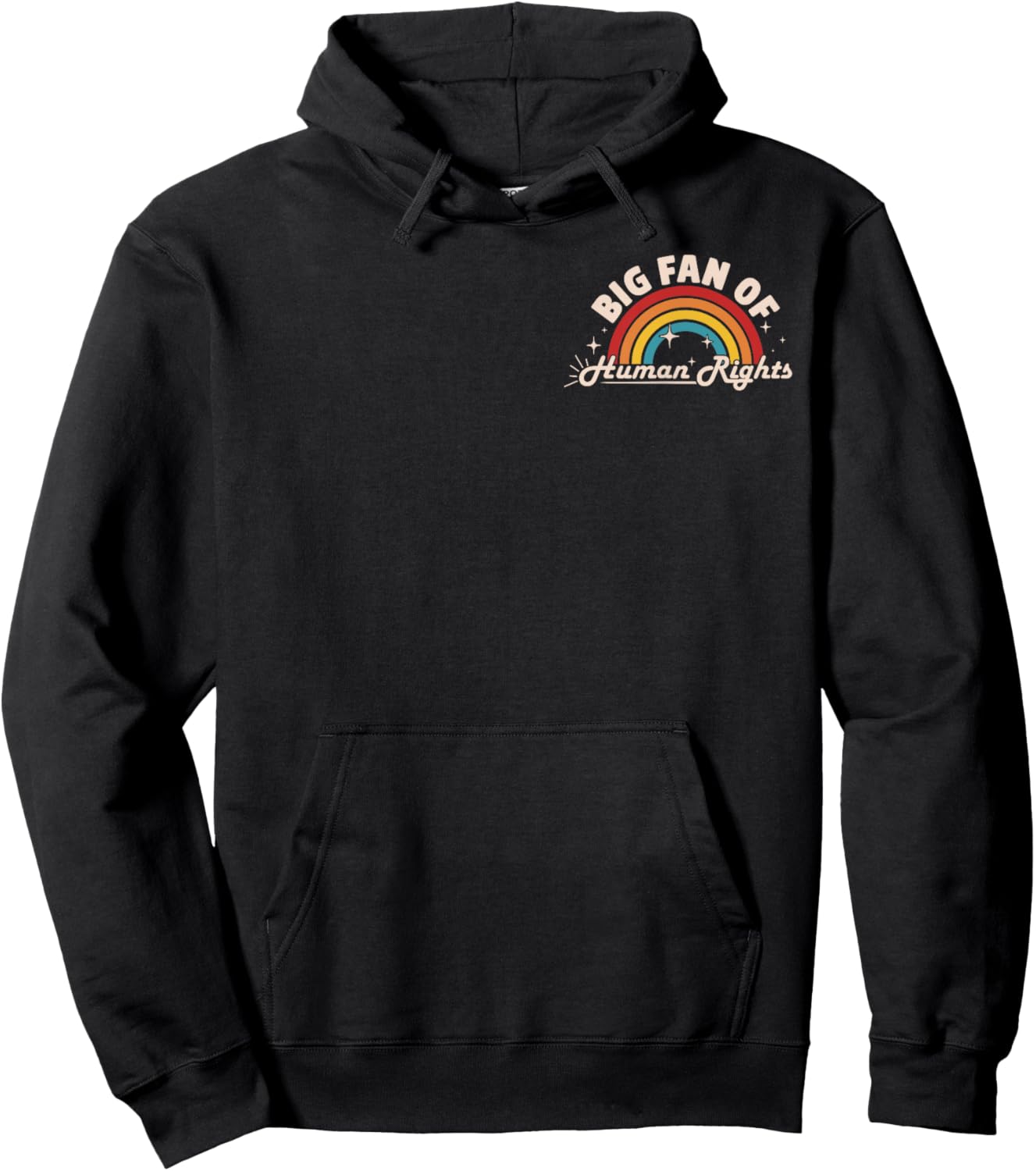 Big Fan of Human Rights - Retro Rainbow (2 Sided) Hoodie - Hoodie | Black