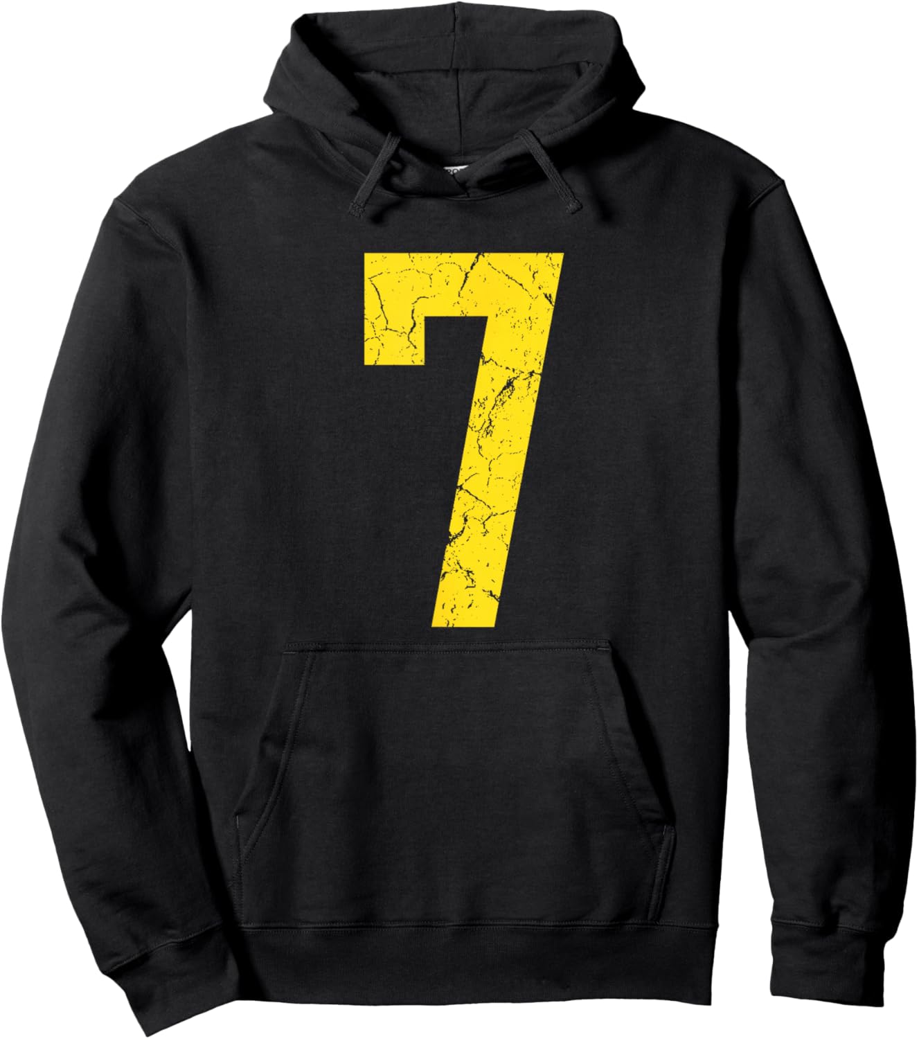 Distressed Bright Gold Number 7 Jersey Player Uniform #7 Hoodie - Hoodie | Black
