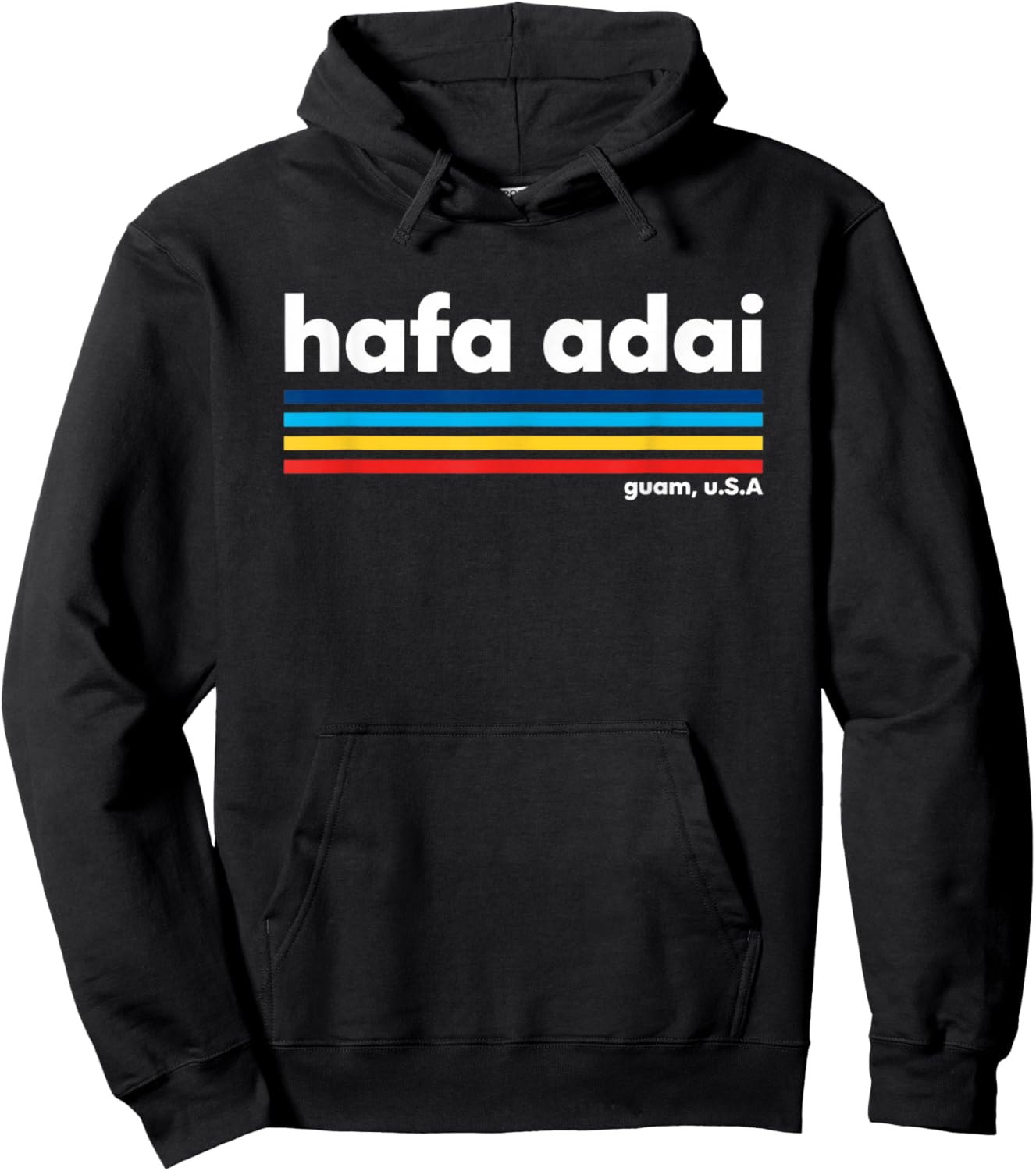 USA Hafa Adai Guam USA - Island Pride Chamorro Retro Stripes Hoodie - Hoodie | Black