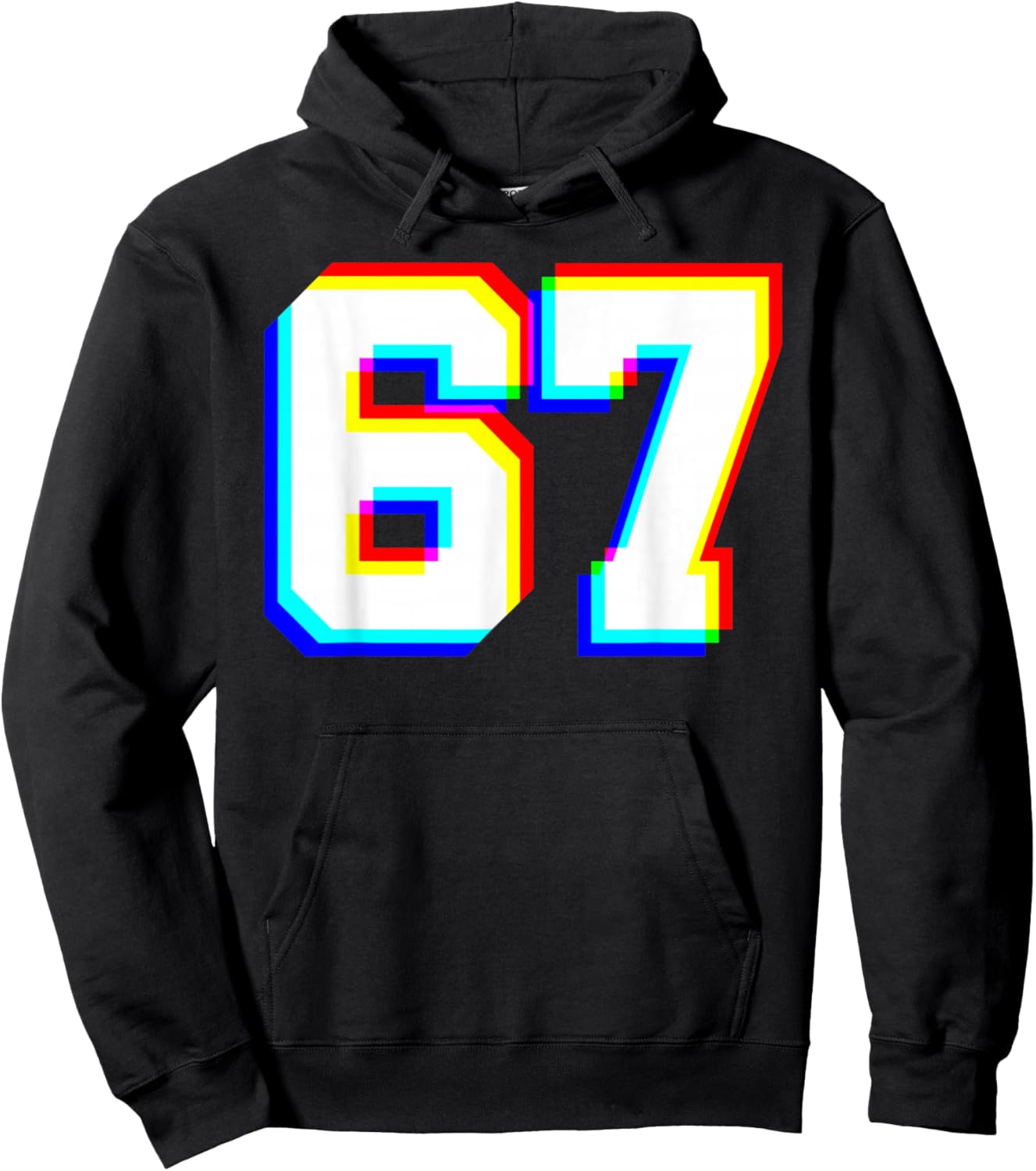 67 Glitch Optical Illusion Six Seven Varsity 6 7 Meme Hoodie - Hoodie | Black