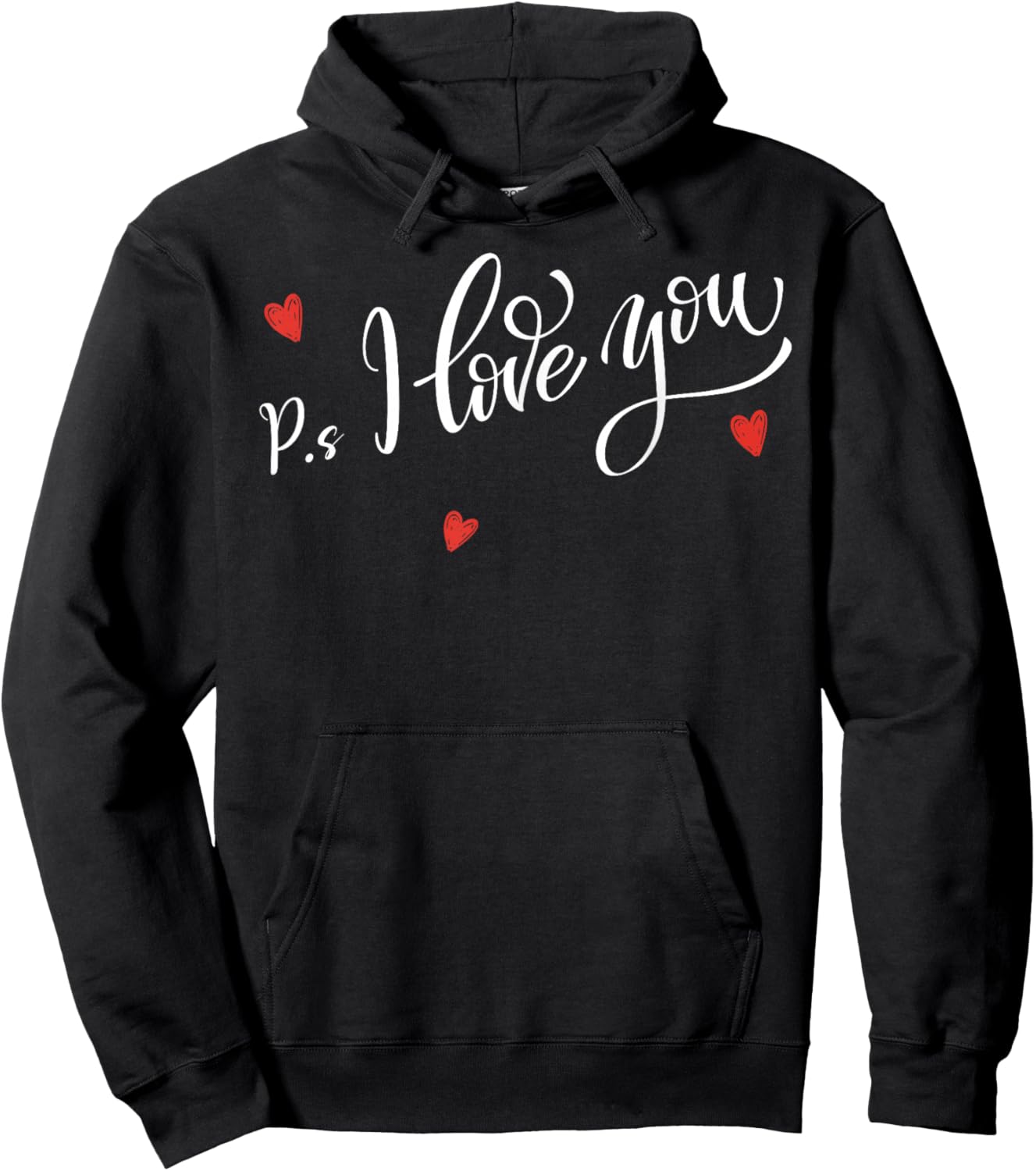 PS I Love You Day Valentine's Day Purple Heart Kid Men Women Hoodie - Hoodie | Black