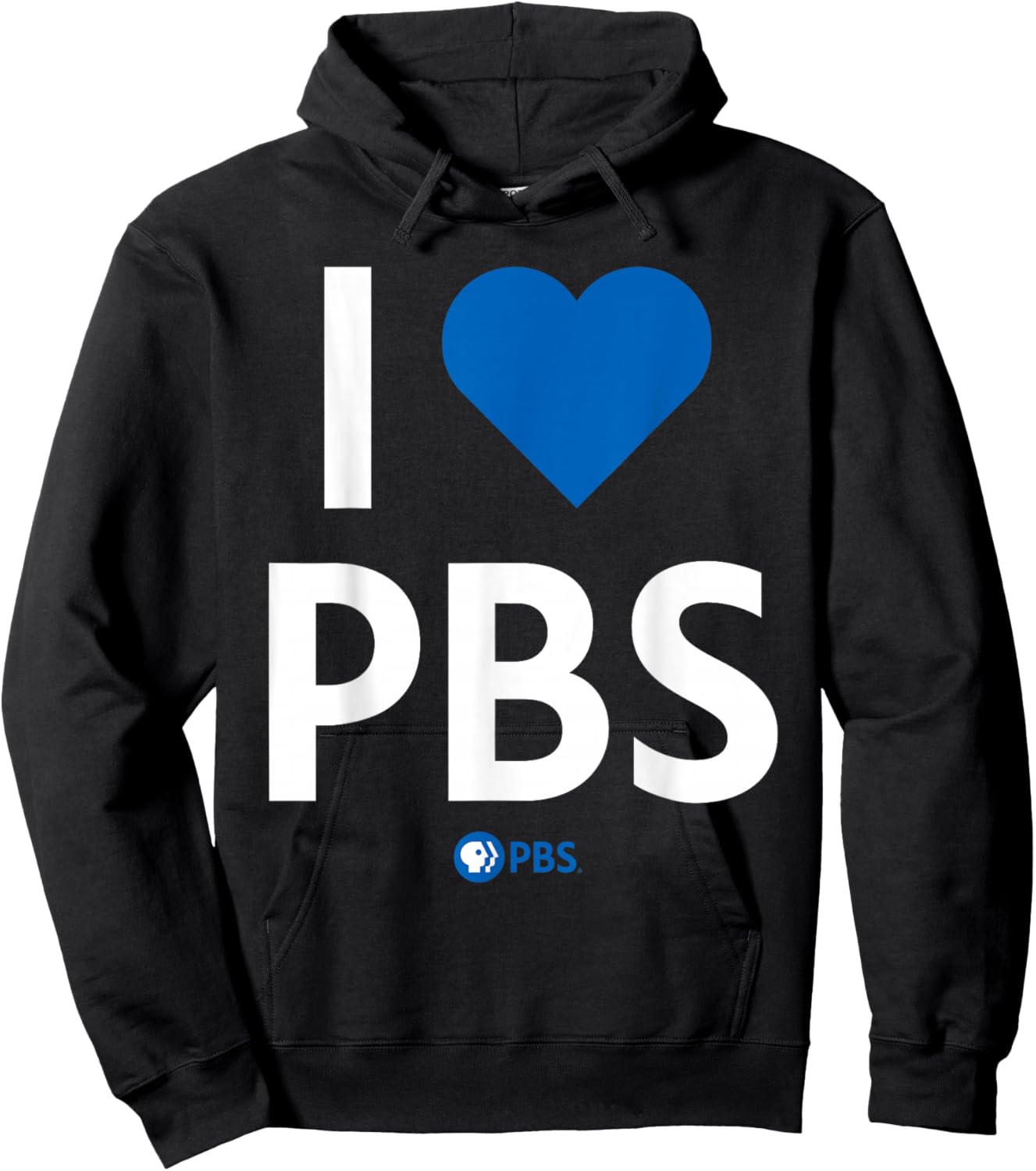 PBS I Heart PBS Support Public Broadcasting Modern Type Hoodie - Hoodie | Black