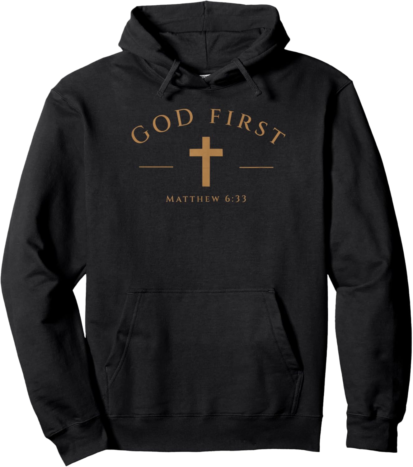 God First Minimalist Christian Matthew 6 33 Scripture Faith Hoodie - Hoodie | Black