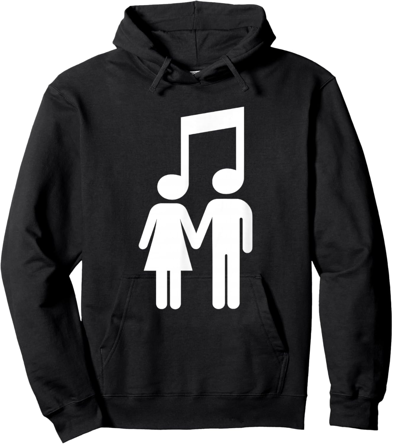 Music Note Stick Love Figure Concert Couple Hoodie - Hoodie | Black