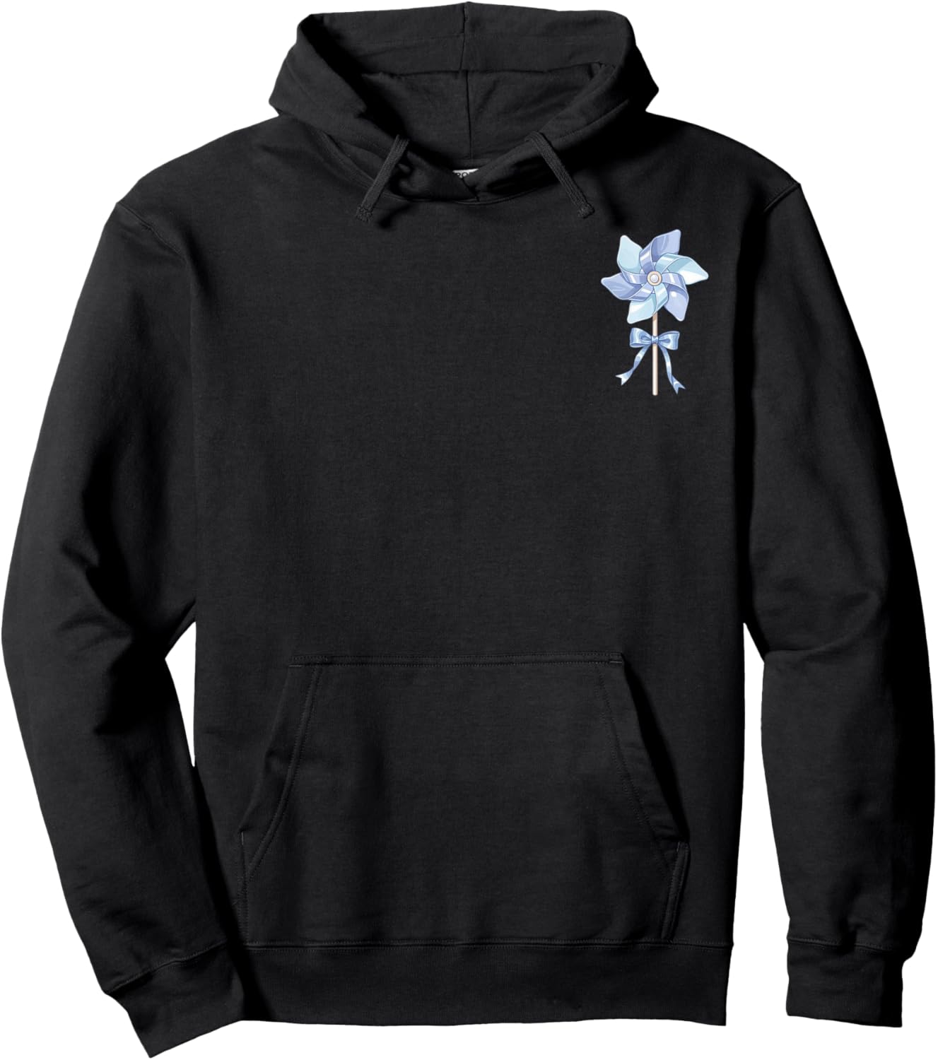 Blue Pinwheel Pocket Child Abuse Awareness Prevention Month Hoodie - Hoodie | Black