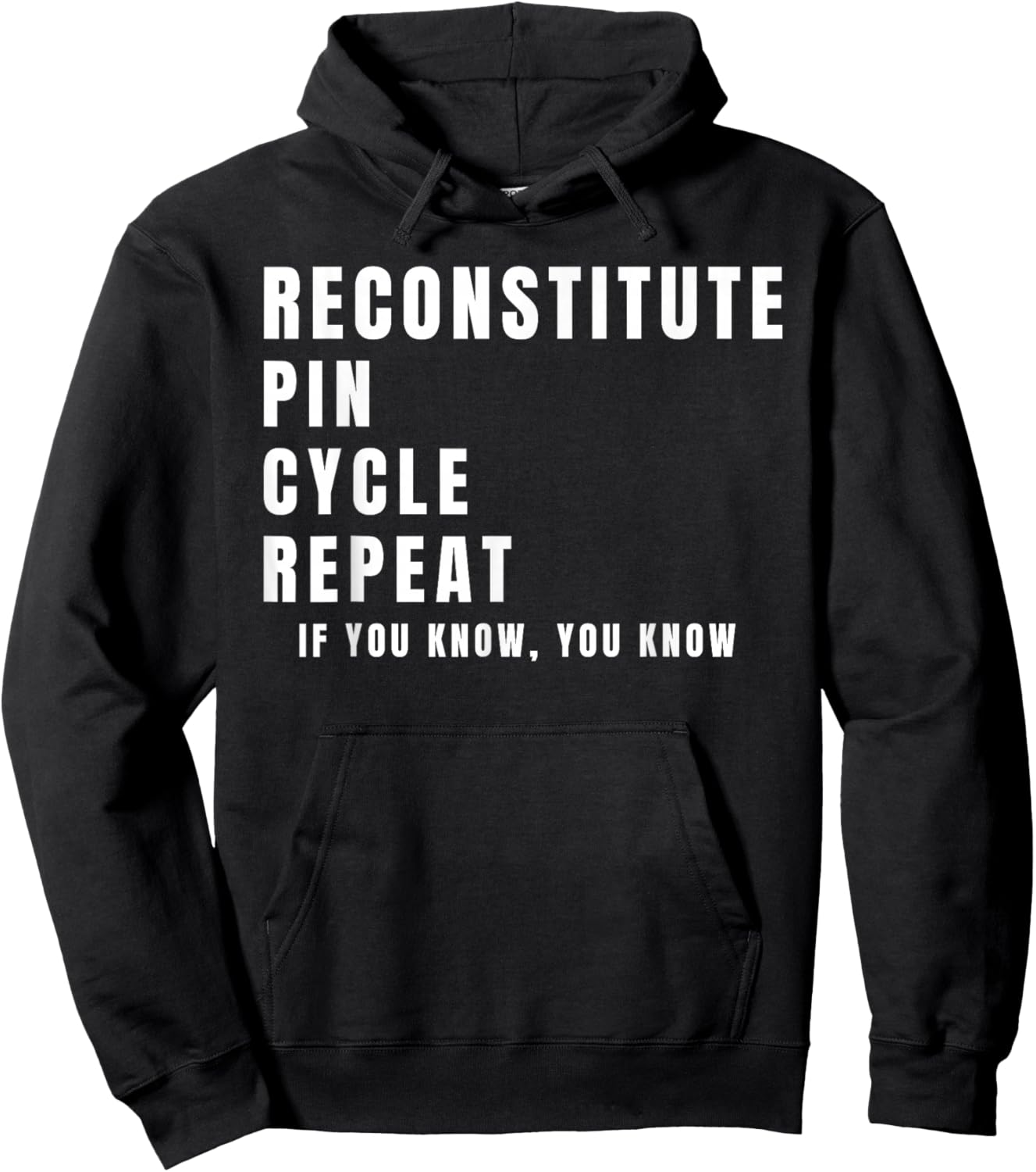 Funny Reconstitute Pin Cycle Repeat Peptide Lifestyle Hoodie - Hoodie | Black