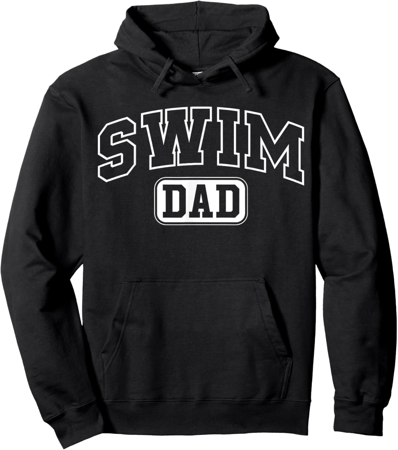 Swim Dad Funny Athletic Lettering Fathers Day Coach Swimmer Hoodie - Hoodie | Black