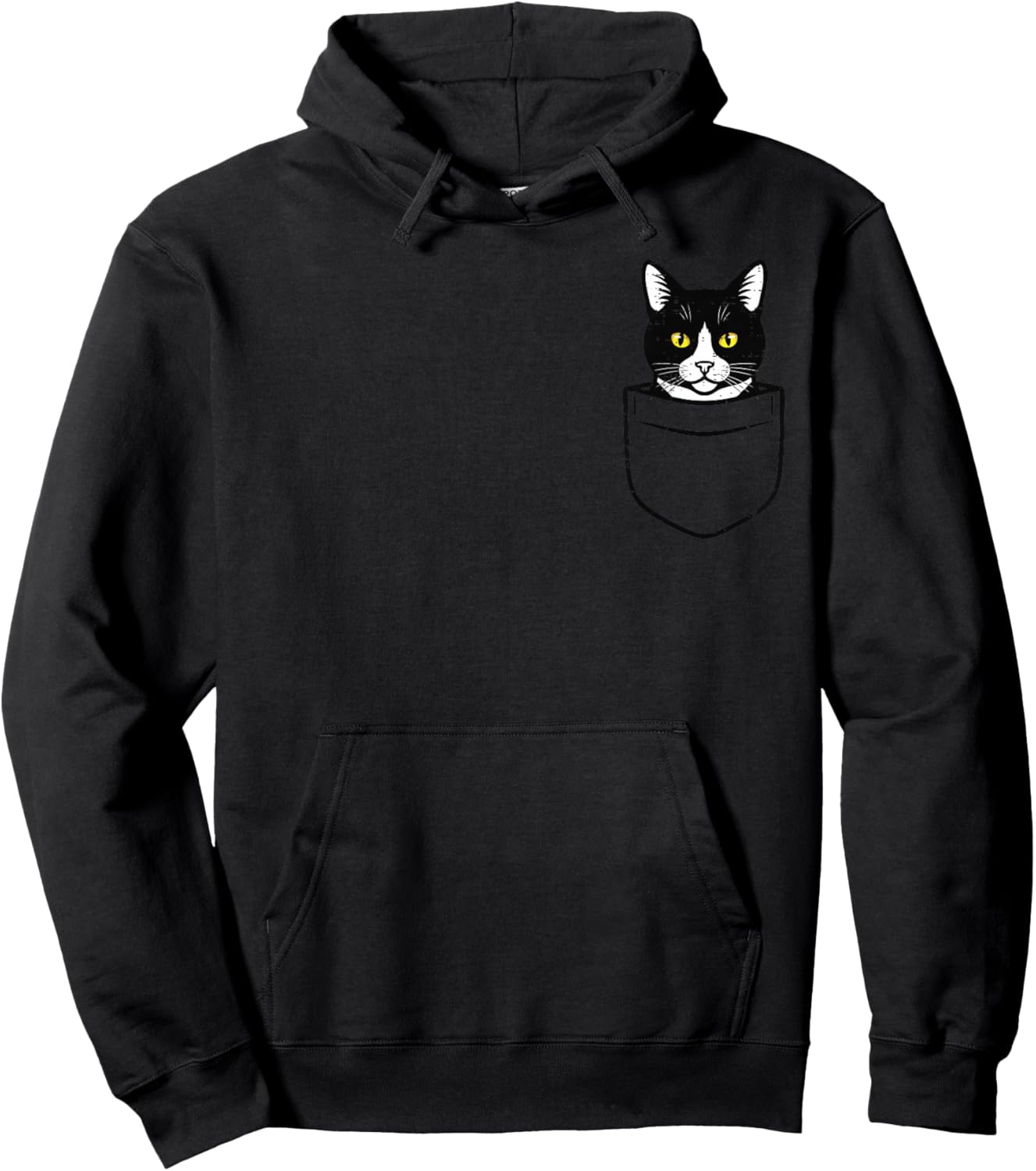 Black and White Cat Pocket Cute Kitten Kitty Women Girls Kid Hoodie - Hoodie | Black
