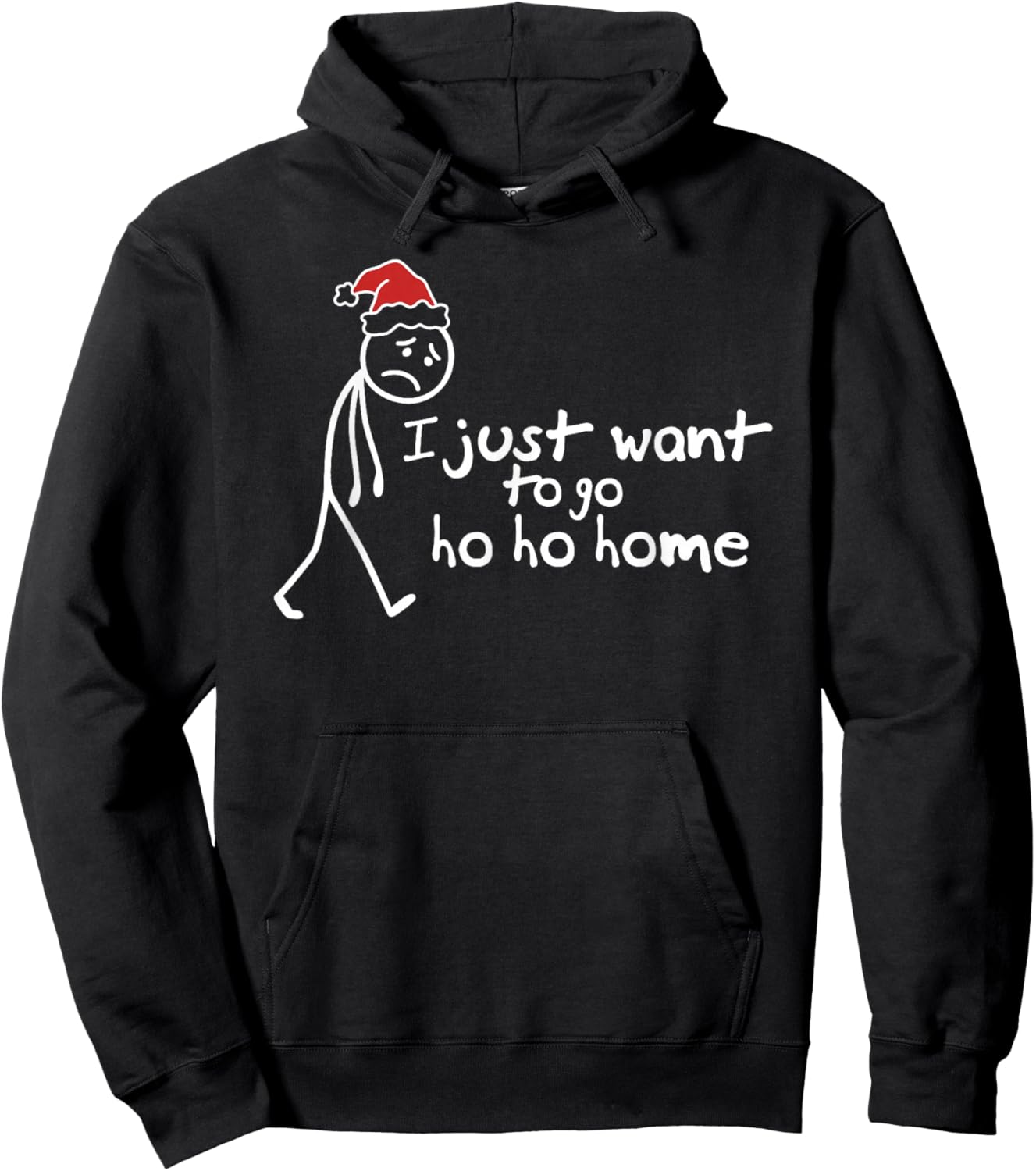 I Just Want to Go Ho Ho Home Funny Christmas Introvert Hoodie - Hoodie | Black