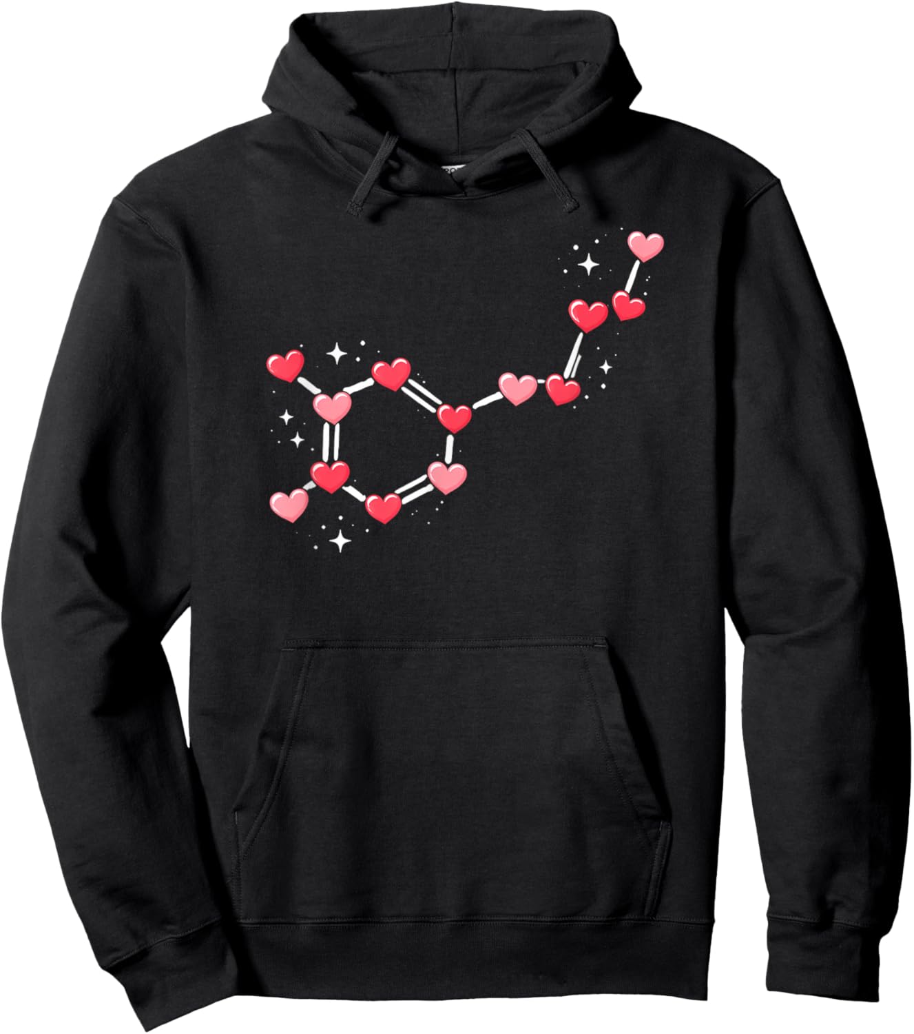 Serotonin Molecule Heart Chemistry Science Valentine's Day Hoodie - Hoodie | Black