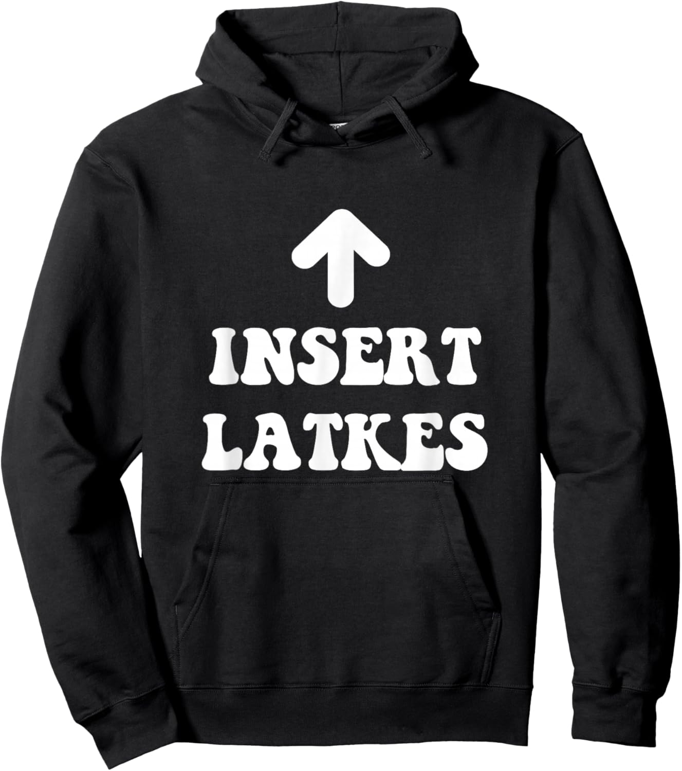 Insert Latkes Arrow Meme Hanukkah Jewish Menorah Dreidel Hoodie - Hoodie | Black