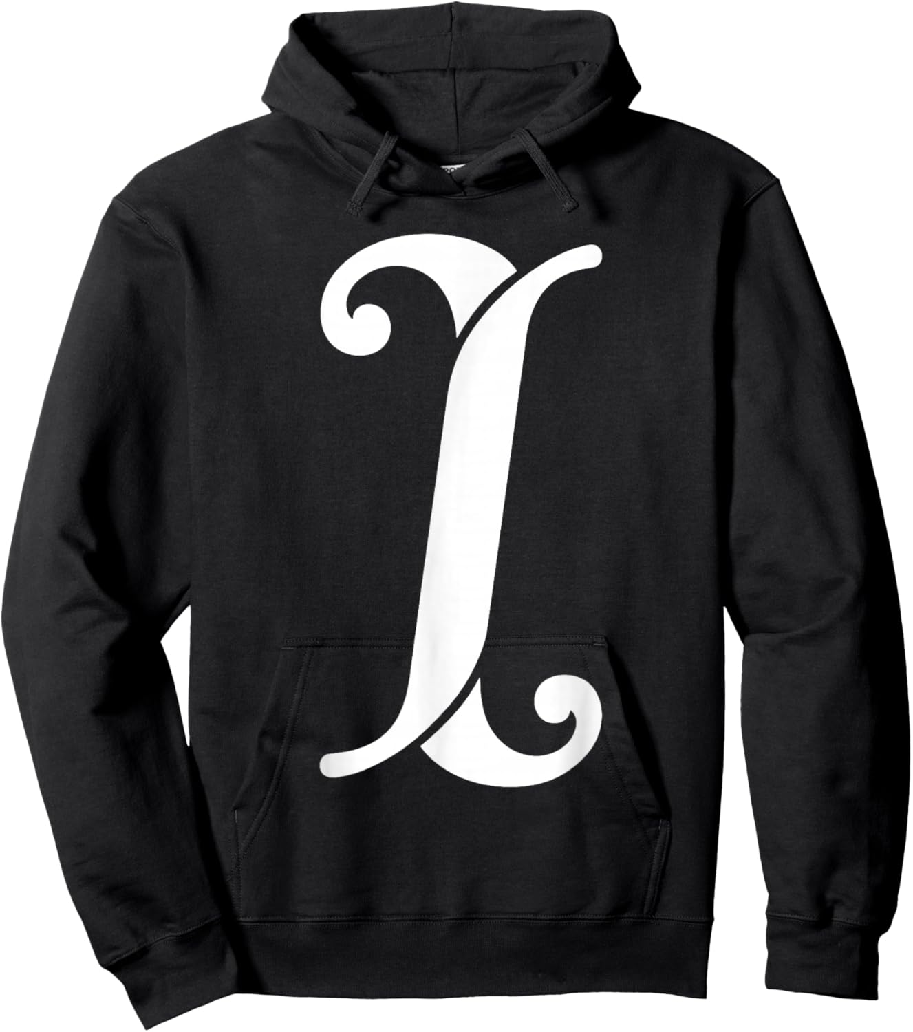 Fancy Italic Initial White Simple Letter I Alphabet Monogram Hoodie - Hoodie | Black