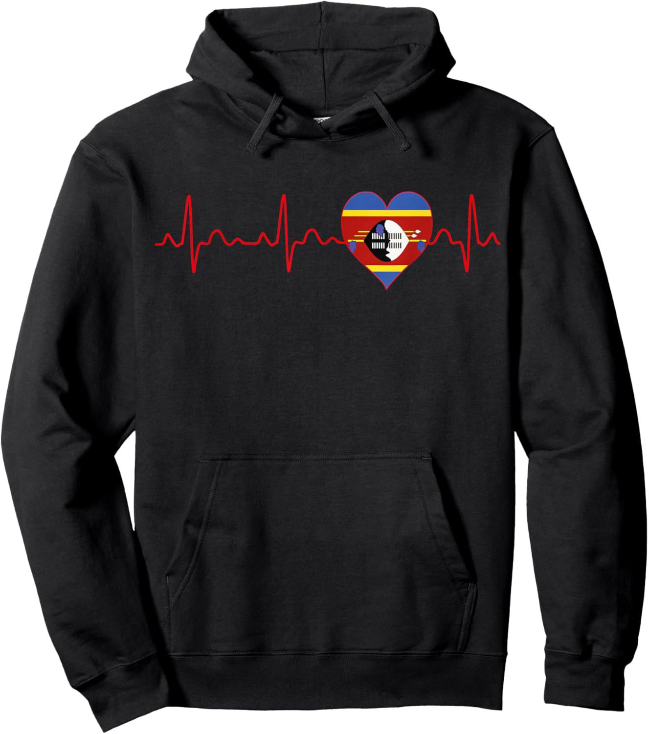 ESWATINI Flag Heartbeat EKG Patriotic National Souvenir Hoodie - Hoodie | Black