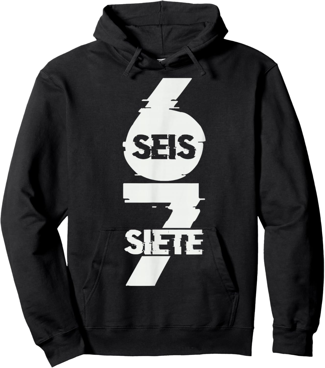 Fun Six Seven in Spanish SEIS Siete 67 Brainrot Meme Hoodie - Hoodie | Black