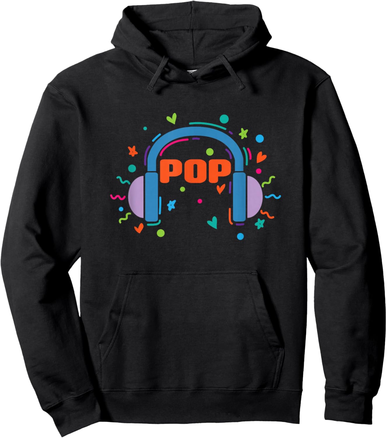 Pop Music with Headphones Singer Stars Hoodie - Hoodie | Black