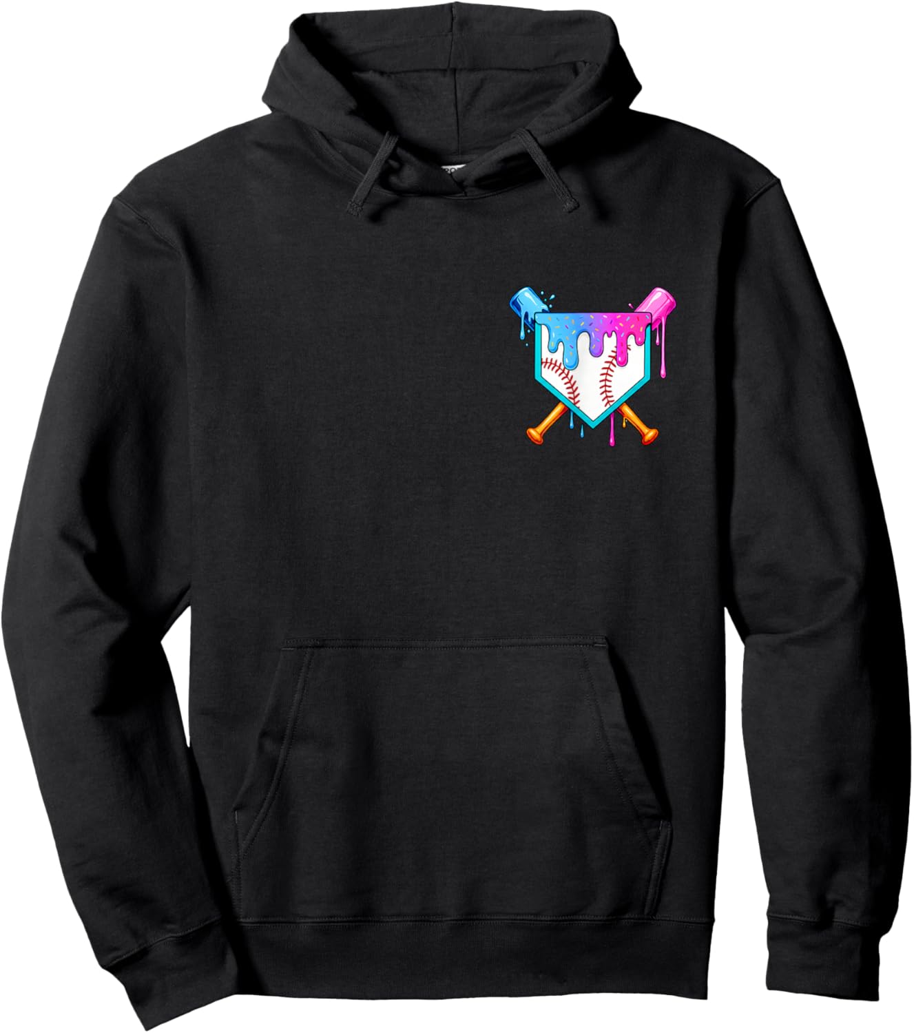 Dripping Baseball Pocket Respect The Drip Boys Baseball Hoodie - Hoodie | Black