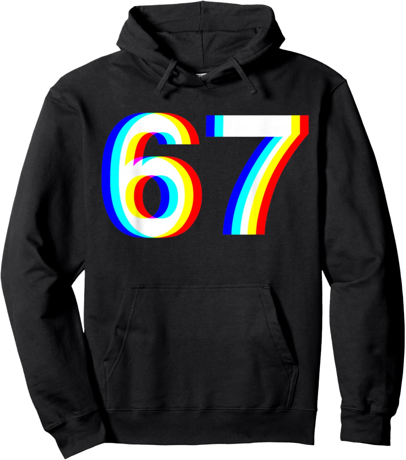 67 Meme Funny Six Seven Retro Trippy Vaporwave EDM 6-7 Slang Hoodie - Hoodie | Black